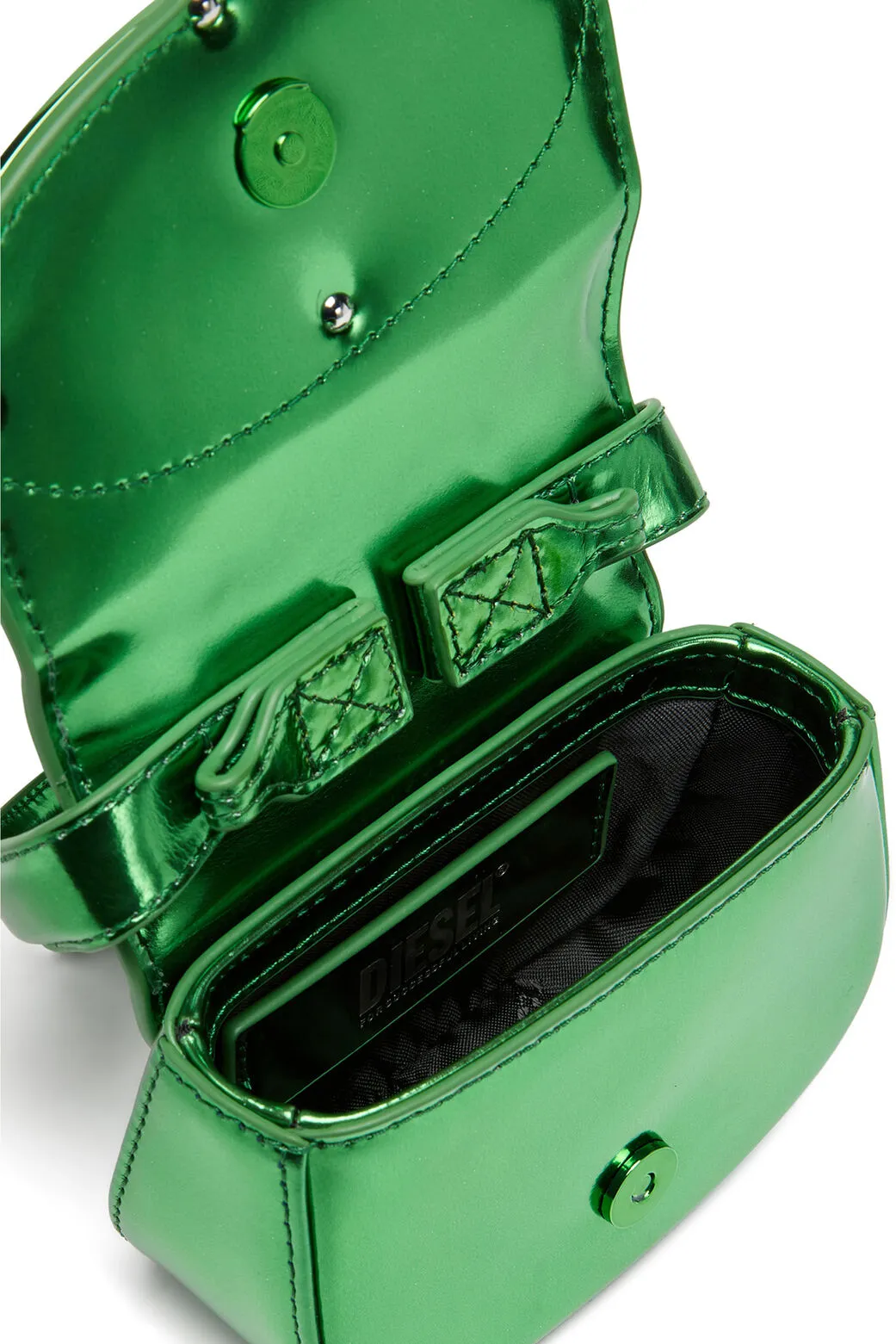 1DR-XS-S-Iconic mini bag in mirrored leather Green
