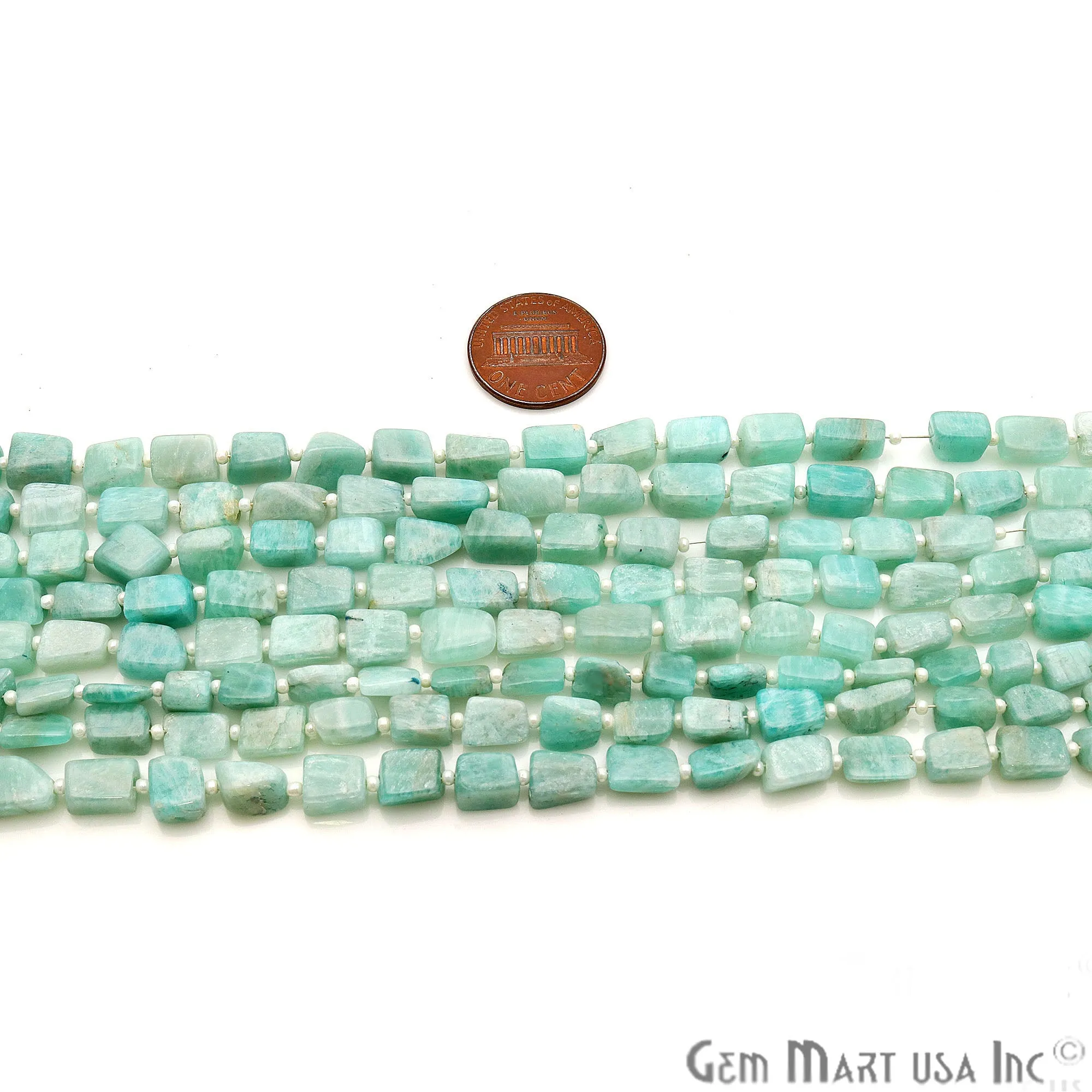 Amazonite Rough Beads, 14 Inch Gemstone Strands, Drilled Strung Briolette Beads, Free Form, 9x7mm