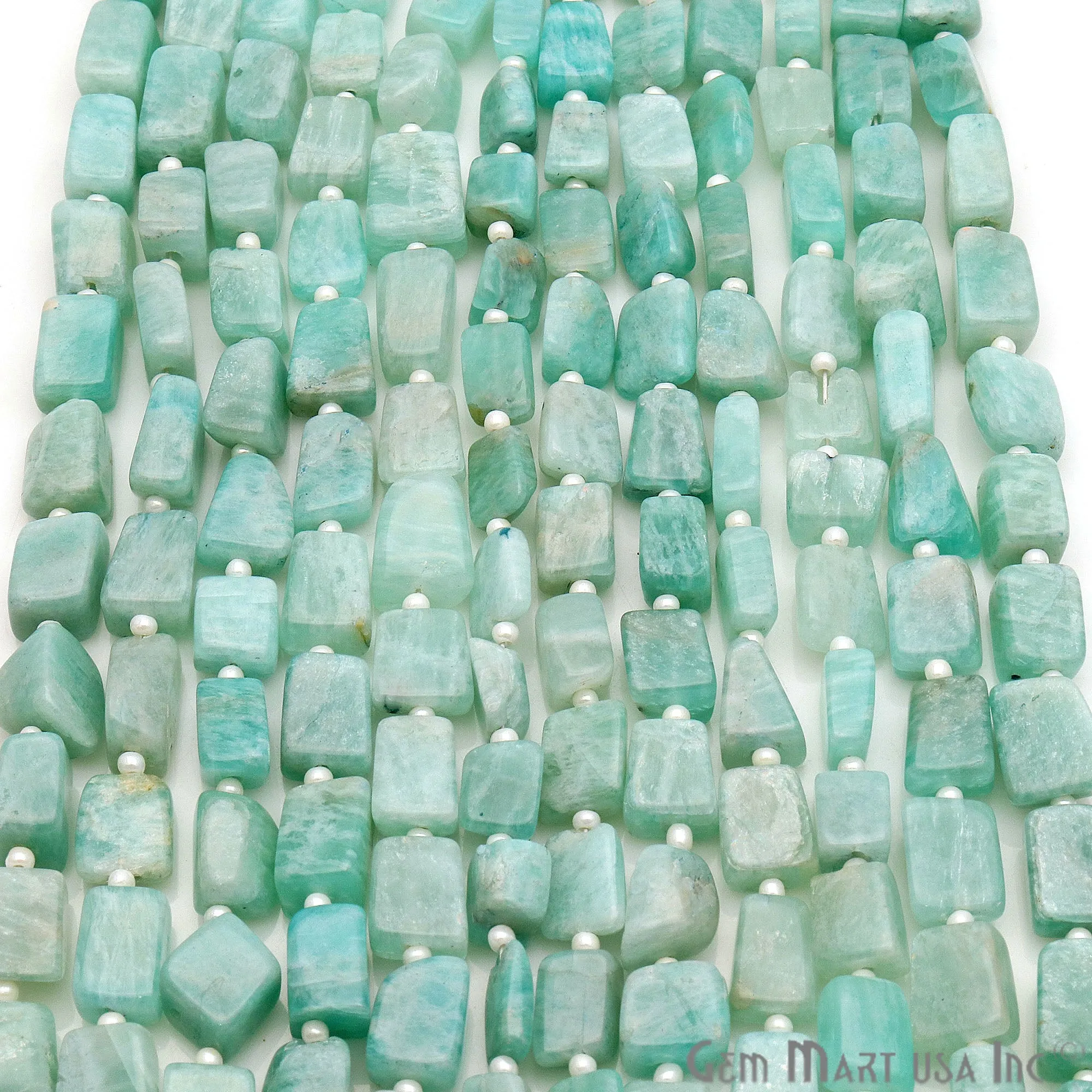 Amazonite Rough Beads, 14 Inch Gemstone Strands, Drilled Strung Briolette Beads, Free Form, 9x7mm