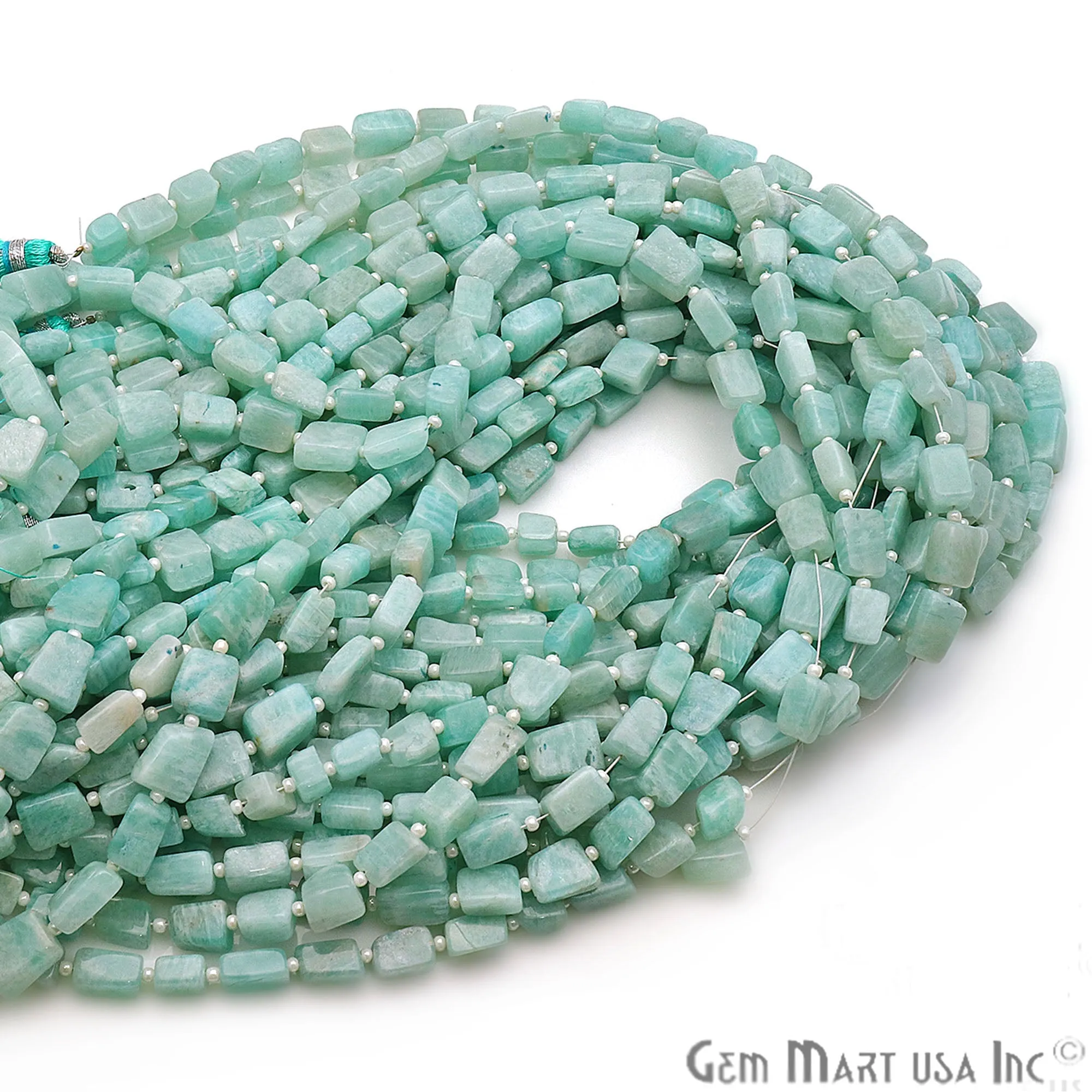 Amazonite Rough Beads, 14 Inch Gemstone Strands, Drilled Strung Briolette Beads, Free Form, 9x7mm