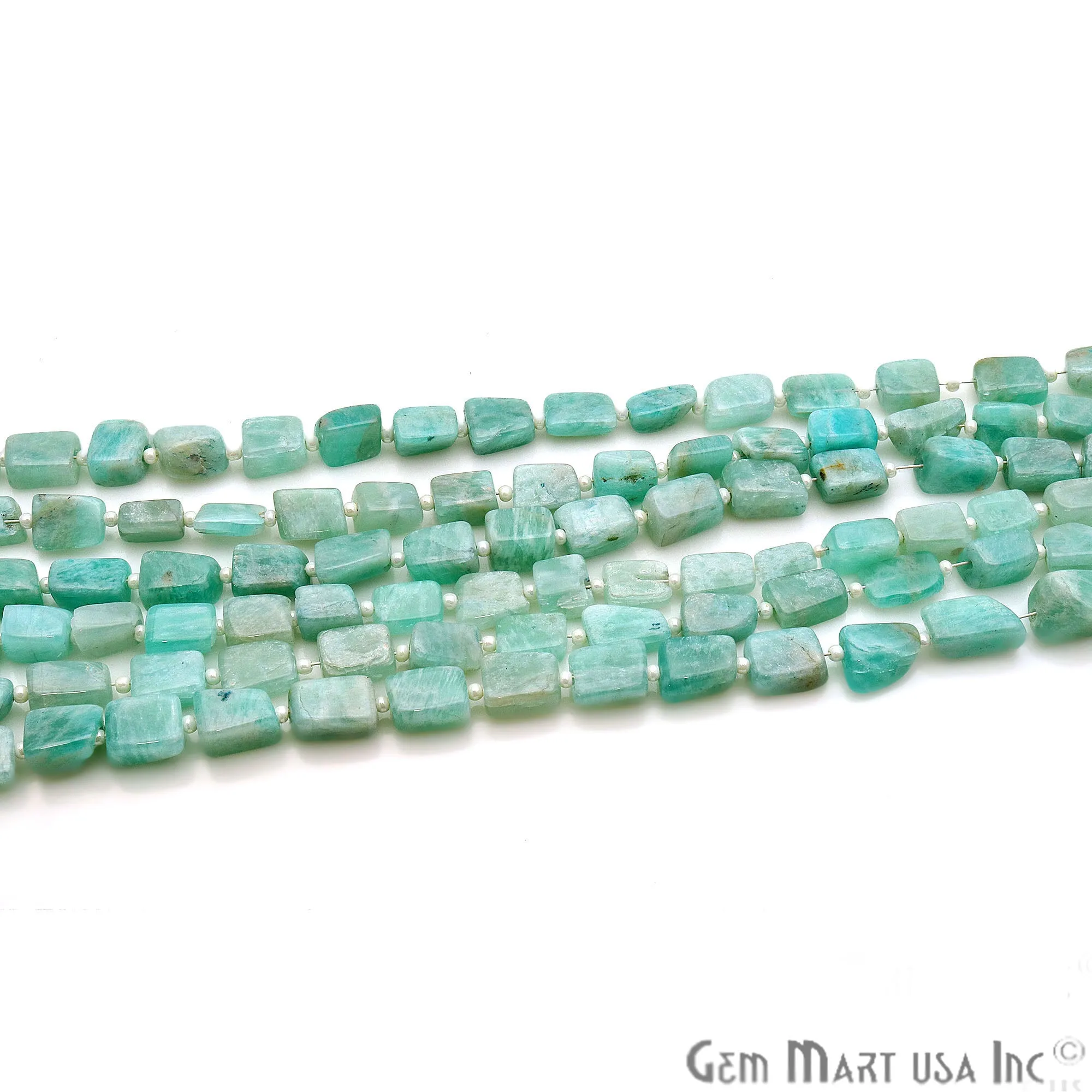 Amazonite Rough Beads, 14 Inch Gemstone Strands, Drilled Strung Briolette Beads, Free Form, 9x7mm