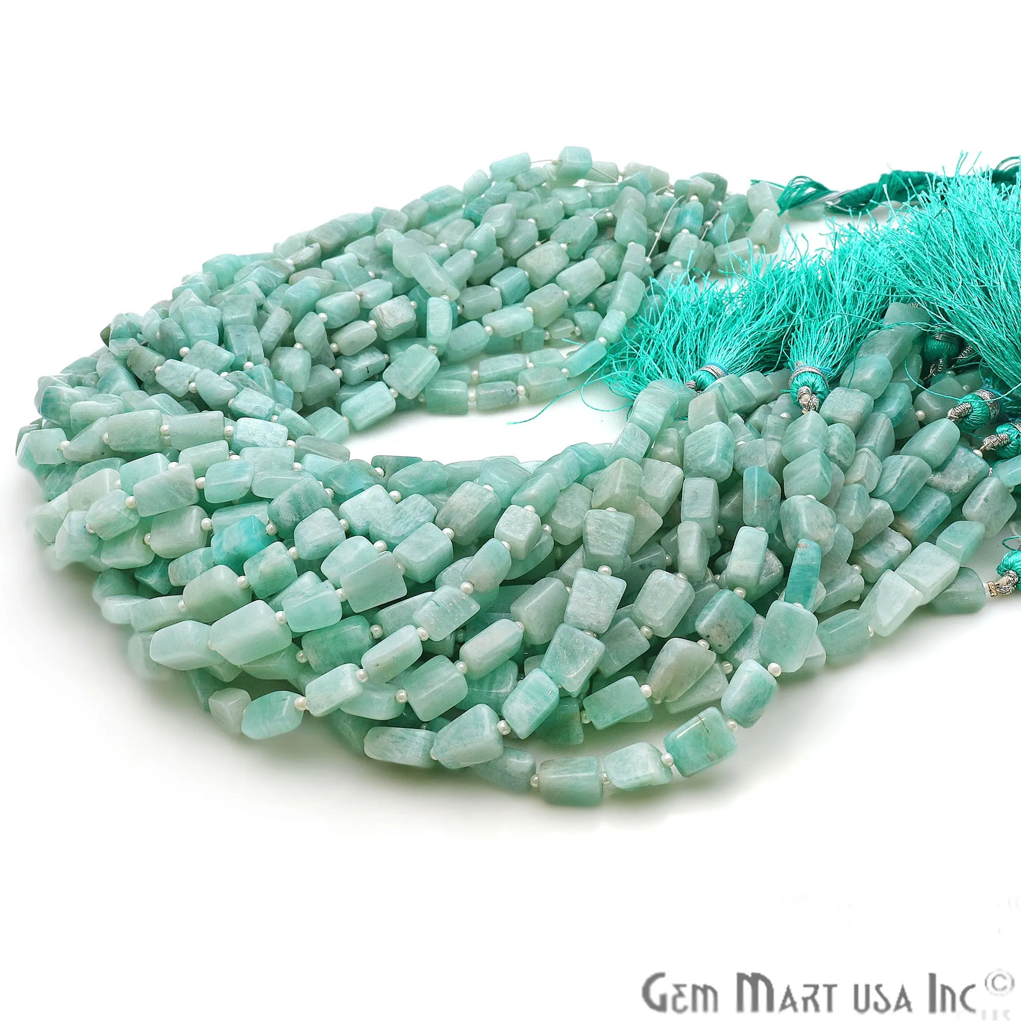 Amazonite Rough Beads, 14 Inch Gemstone Strands, Drilled Strung Briolette Beads, Free Form, 9x7mm