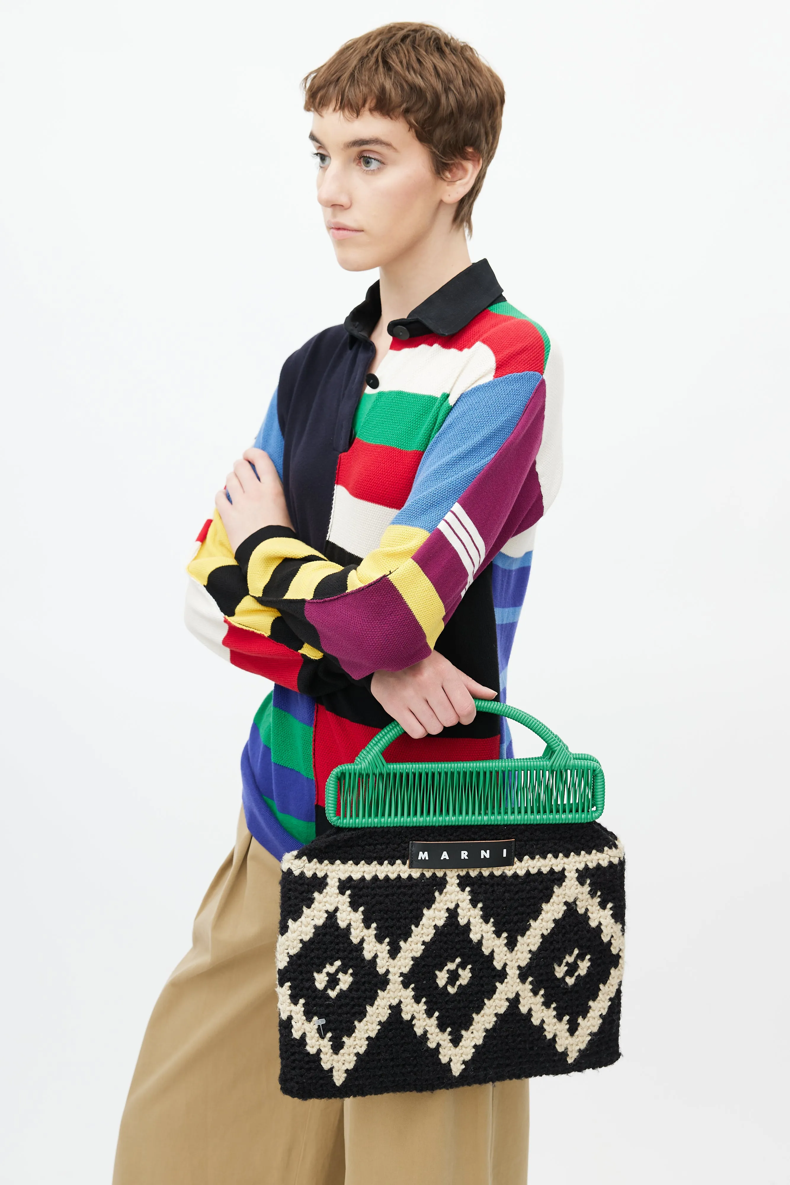 Black & White Crochet Wild Market Tote Bag