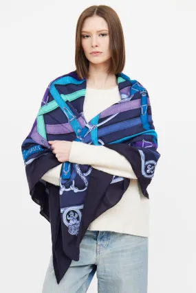 Blue Cavalcadour Cashmere Silk Shawl