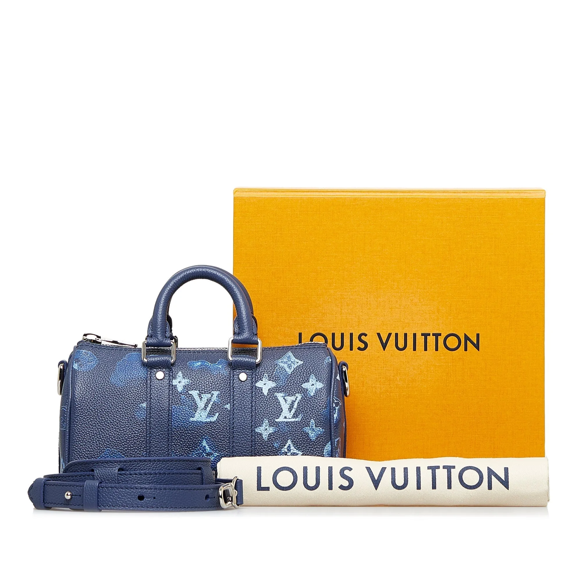 Blue Louis Vuitton Monogram Ink Watercolor Keepall XS Satchel