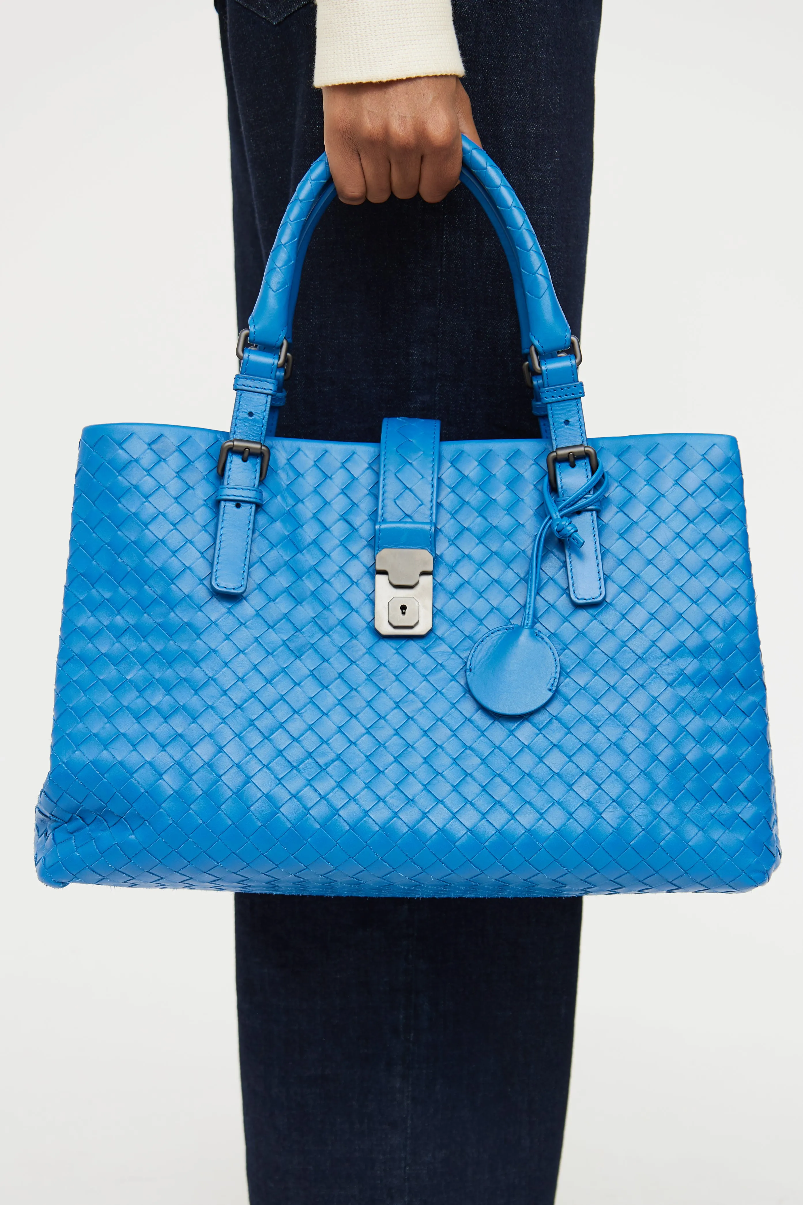 Blue Roma Intrecciato Tote Bag