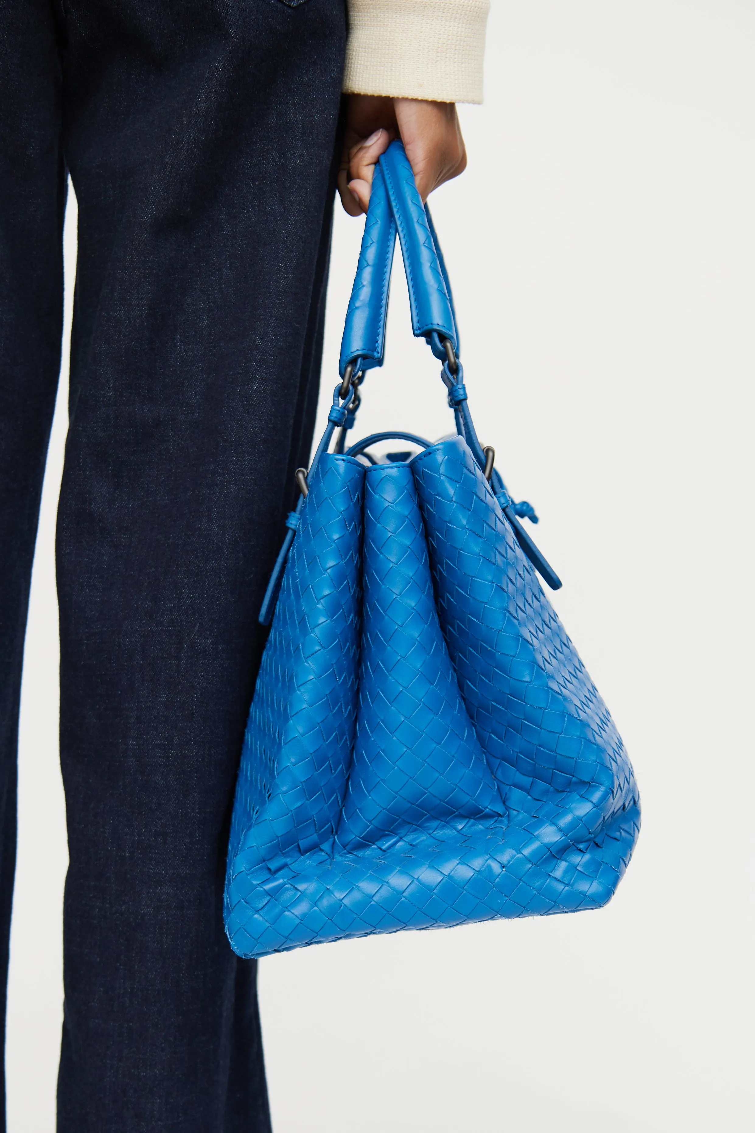 Blue Roma Intrecciato Tote Bag