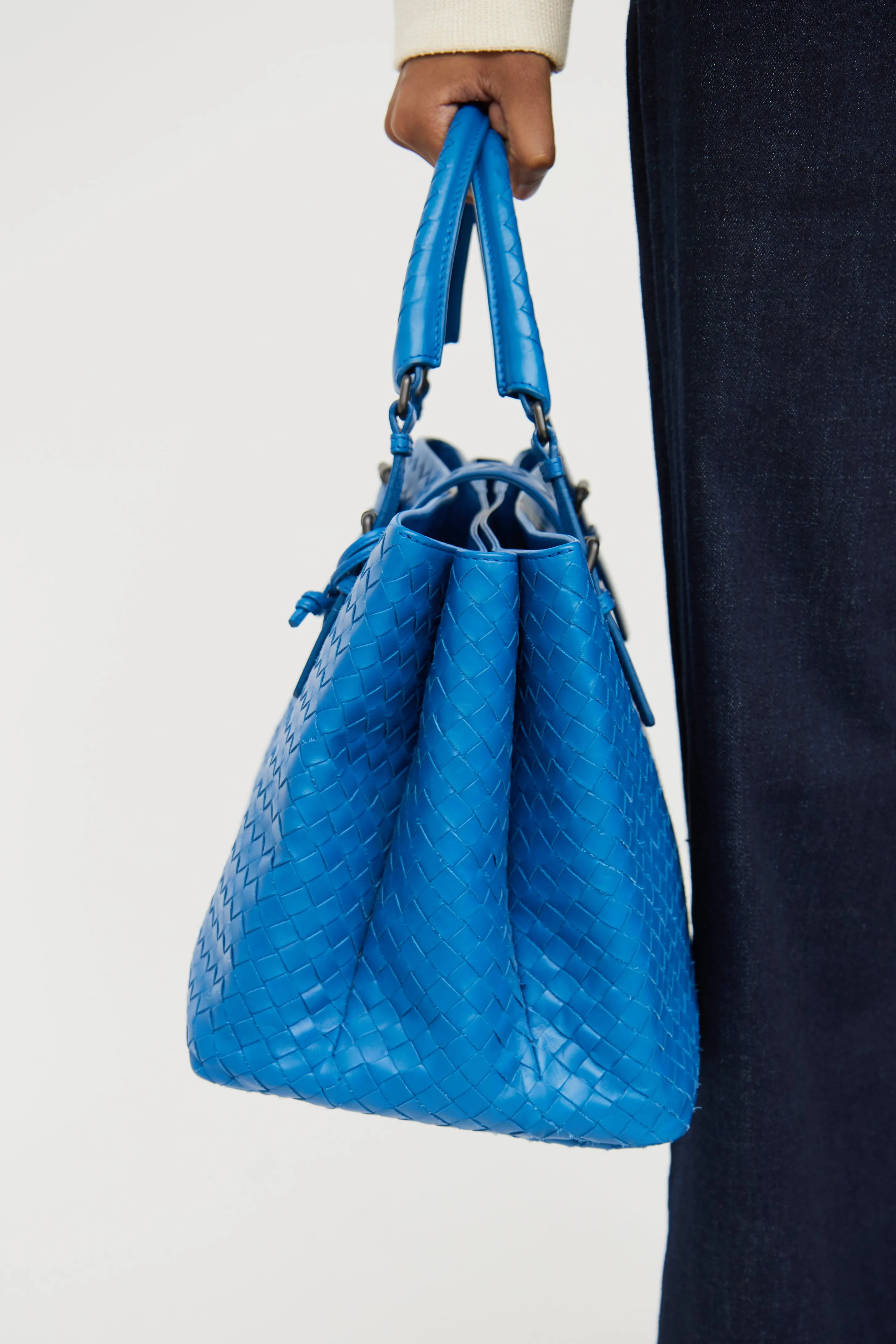 Blue Roma Intrecciato Tote Bag