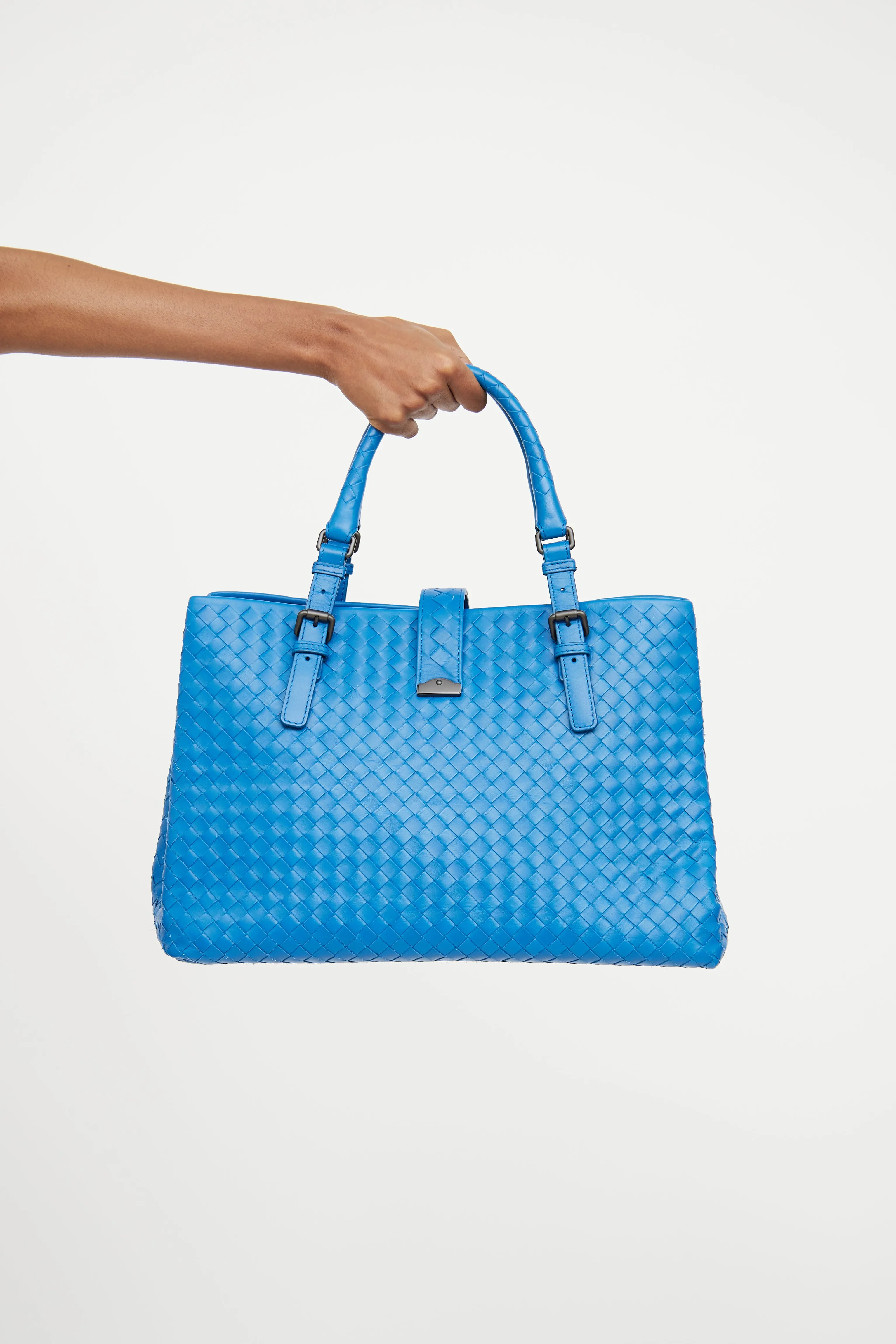 Blue Roma Intrecciato Tote Bag