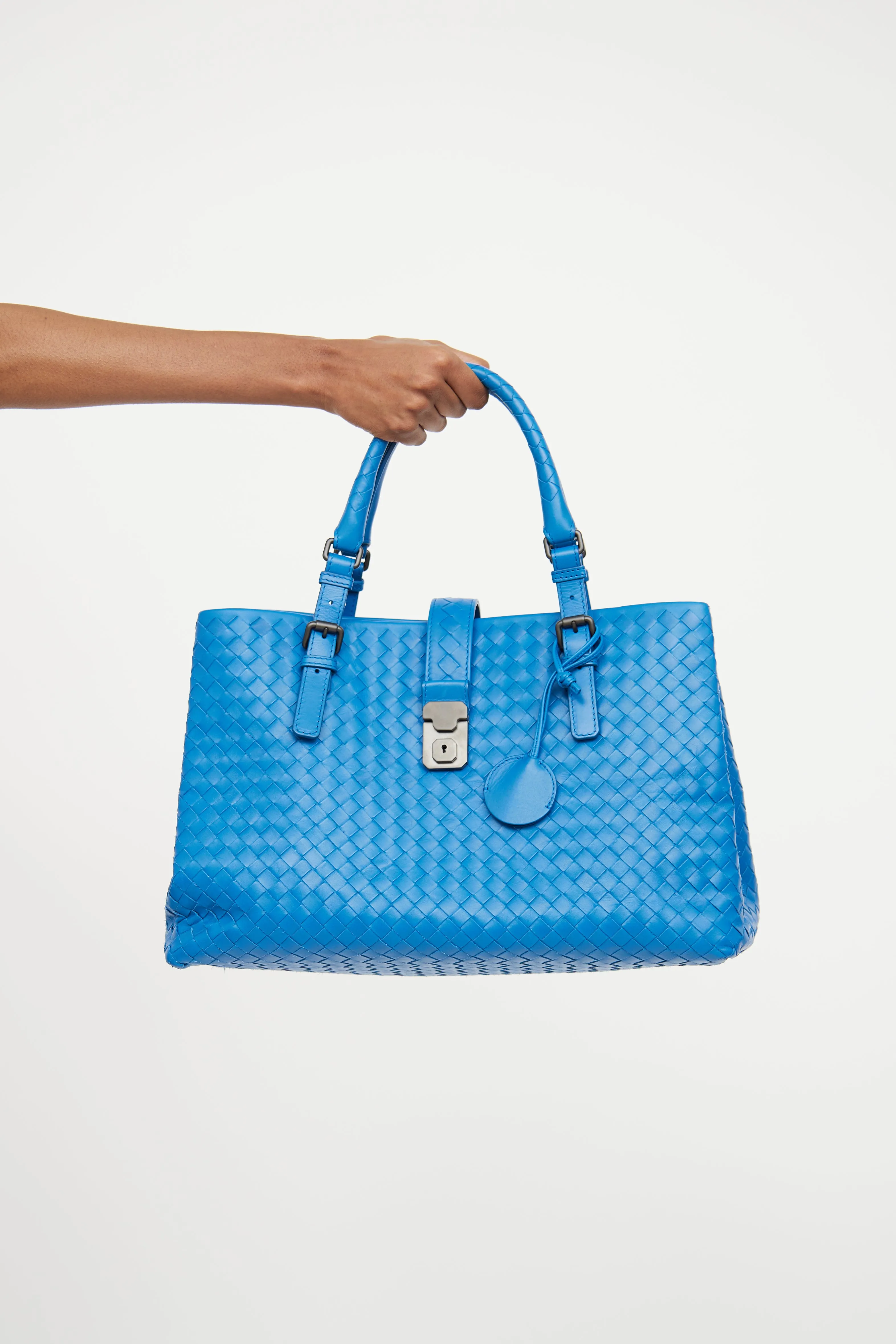 Blue Roma Intrecciato Tote Bag