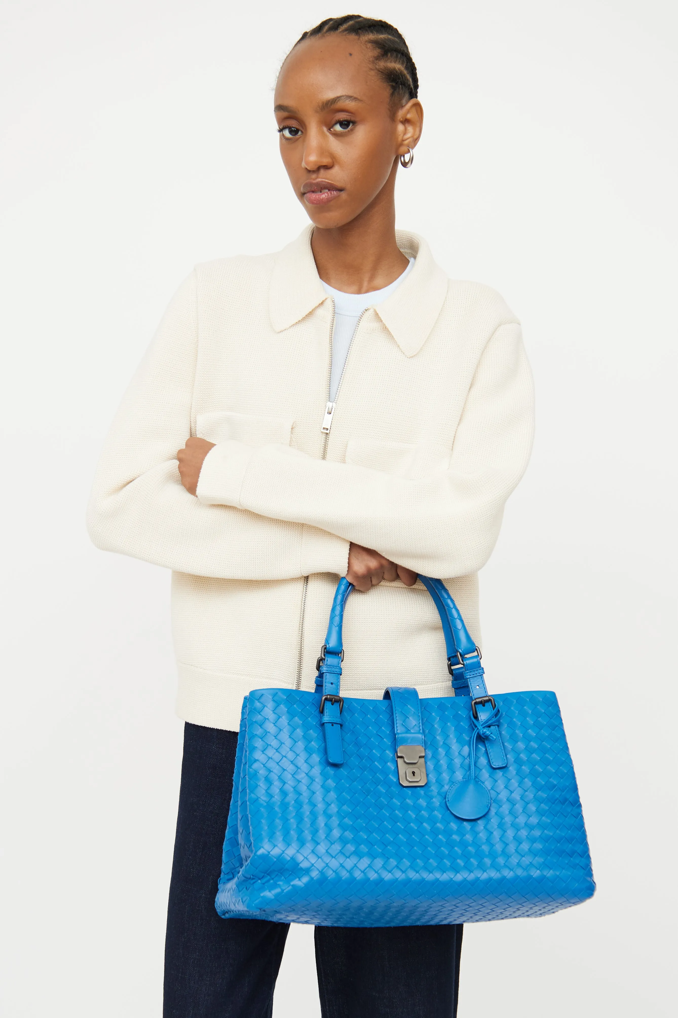 Blue Roma Intrecciato Tote Bag