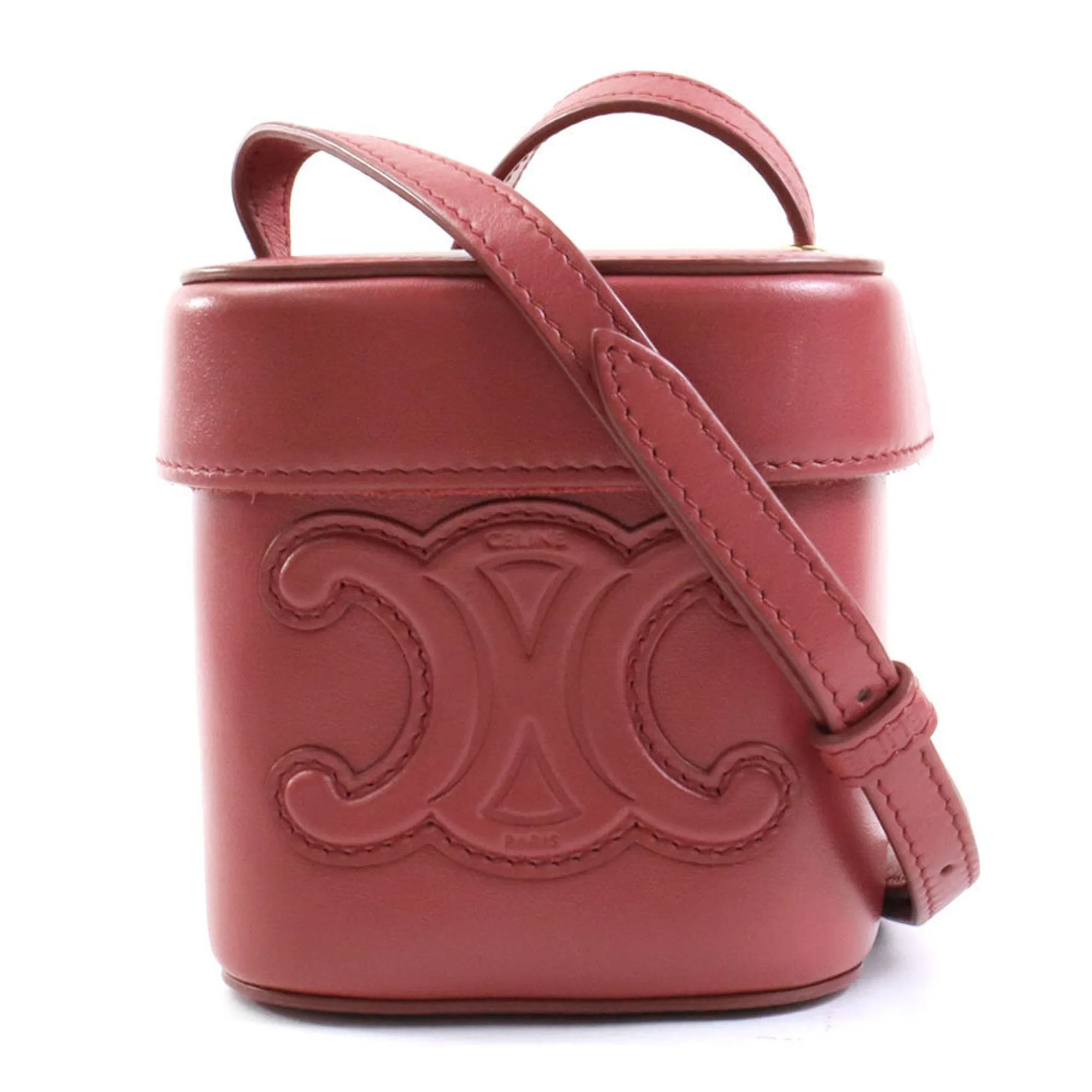 Celine Crossbody Shoulder Bag Mini Pochette Cuile Triomphe Small Box Leather Pink Women's