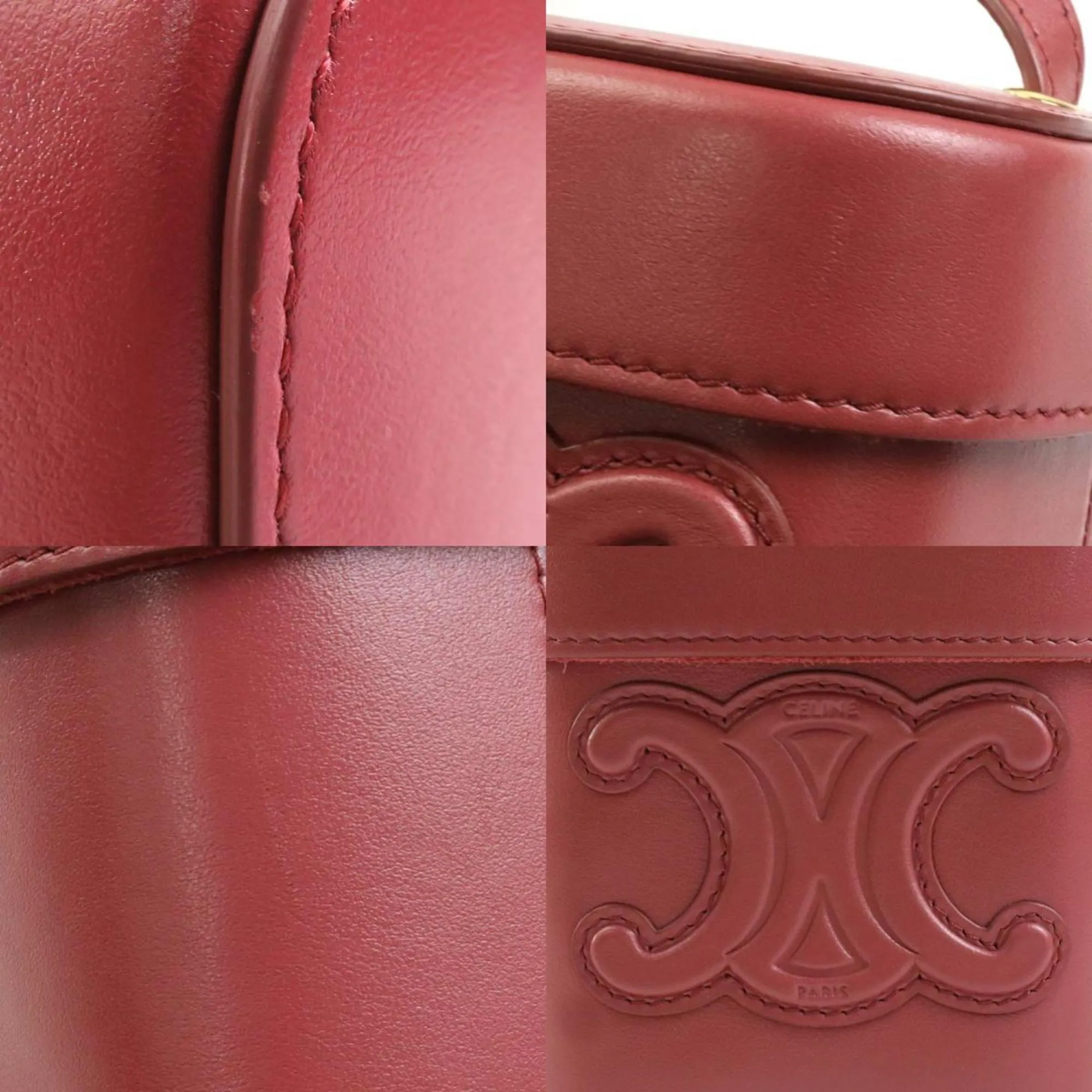 Celine Crossbody Shoulder Bag Mini Pochette Cuile Triomphe Small Box Leather Pink Women's