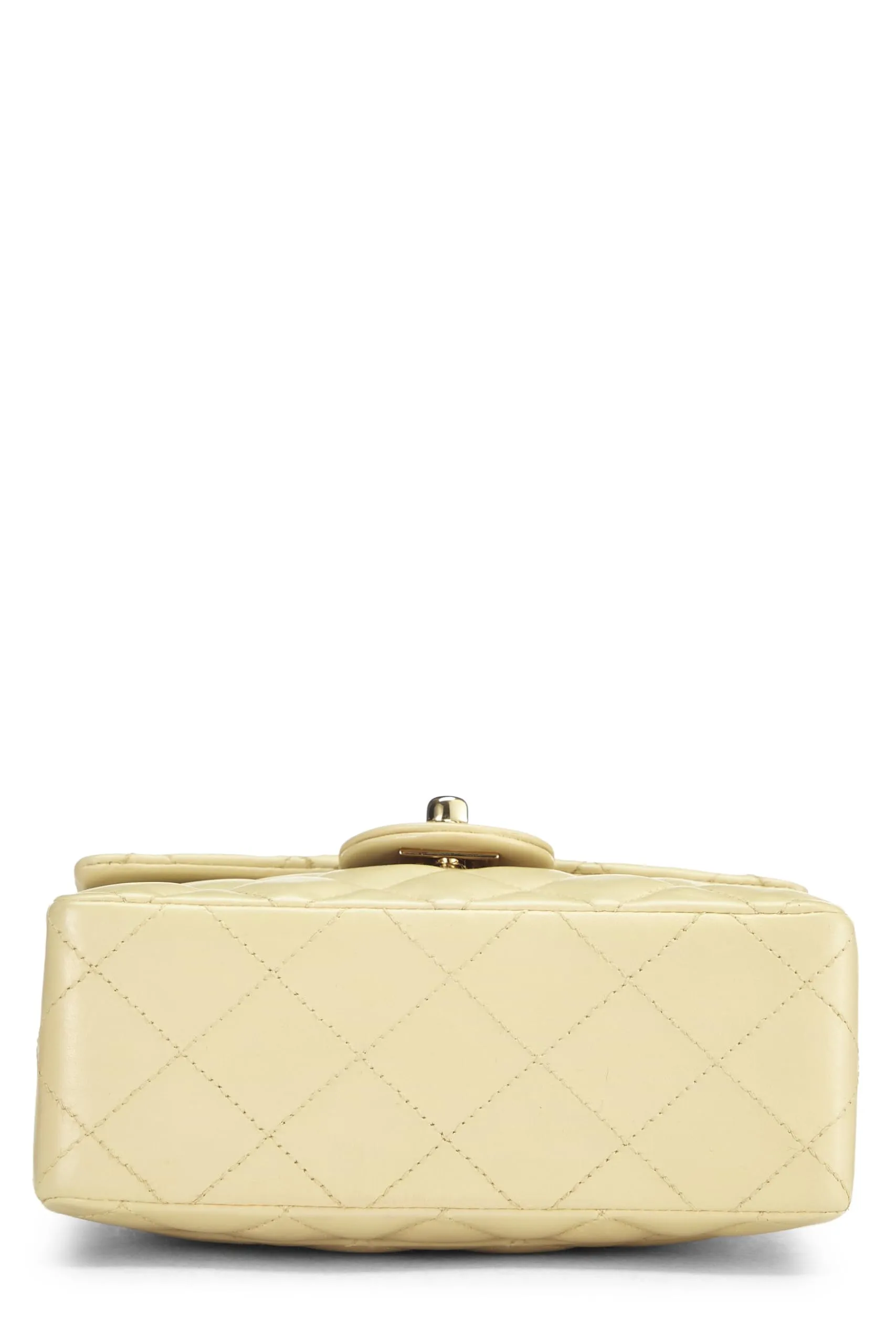 Chanel,  Beige Quilted Lambskin Half Flap Mini, Beige