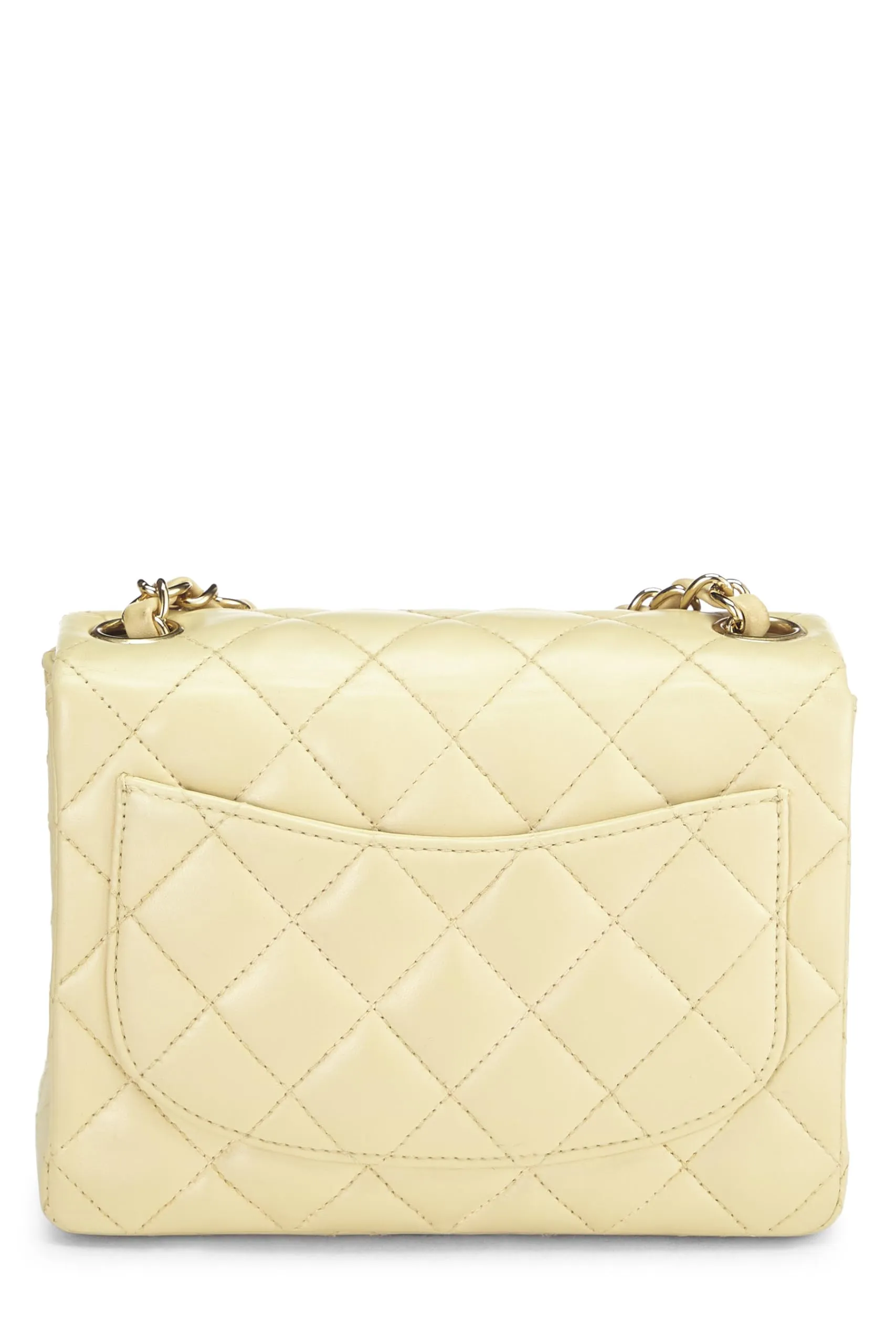 Chanel,  Beige Quilted Lambskin Half Flap Mini, Beige