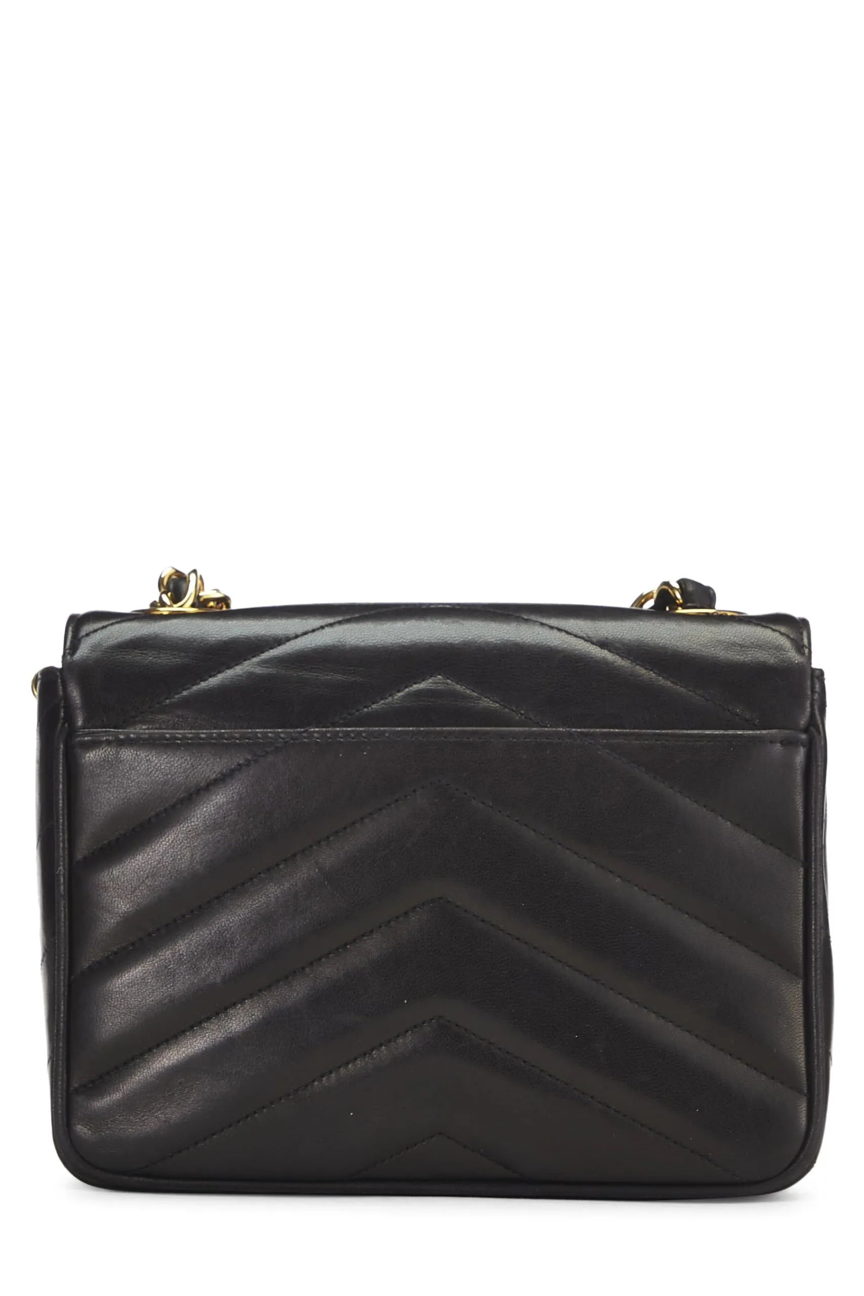 Chanel,  Black Chevron Lambskin Envelope Flap Mini, Black