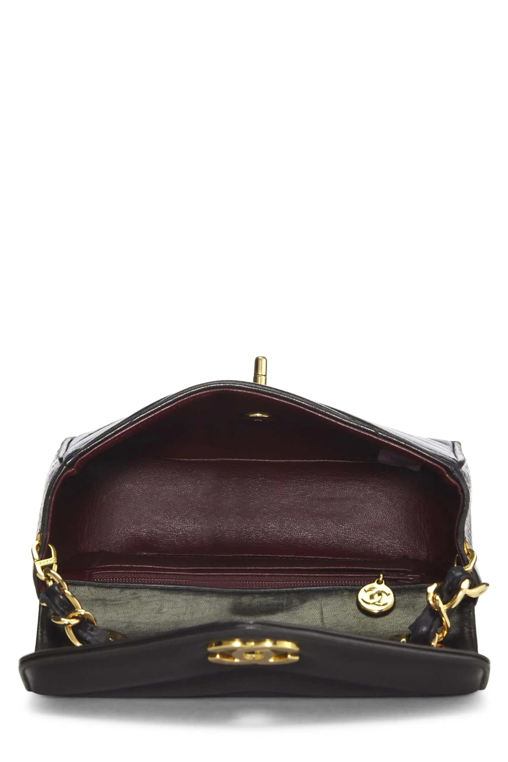 Chanel,  Black Chevron Lambskin Envelope Flap Mini, Black
