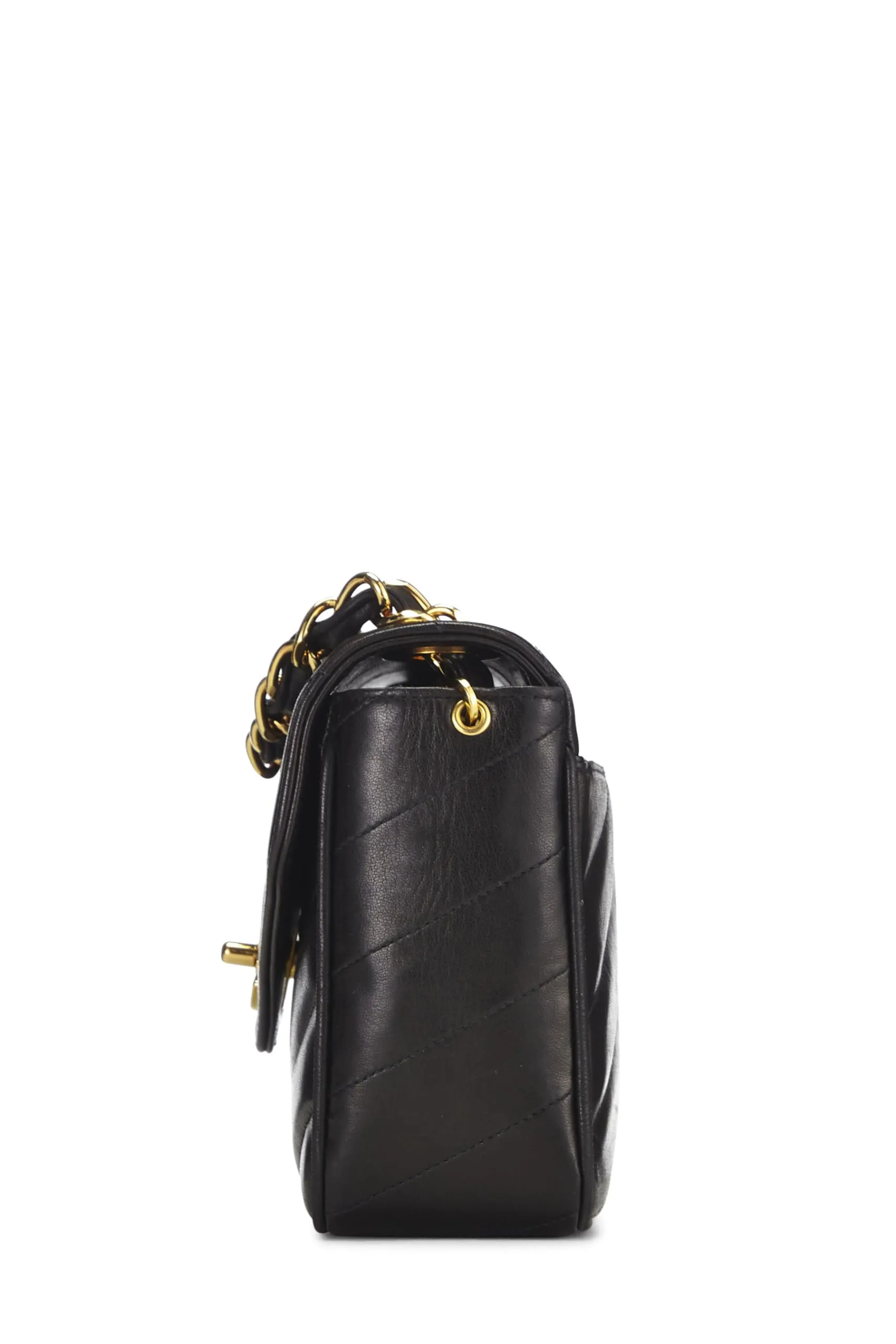 Chanel,  Black Chevron Lambskin Envelope Flap Mini, Black