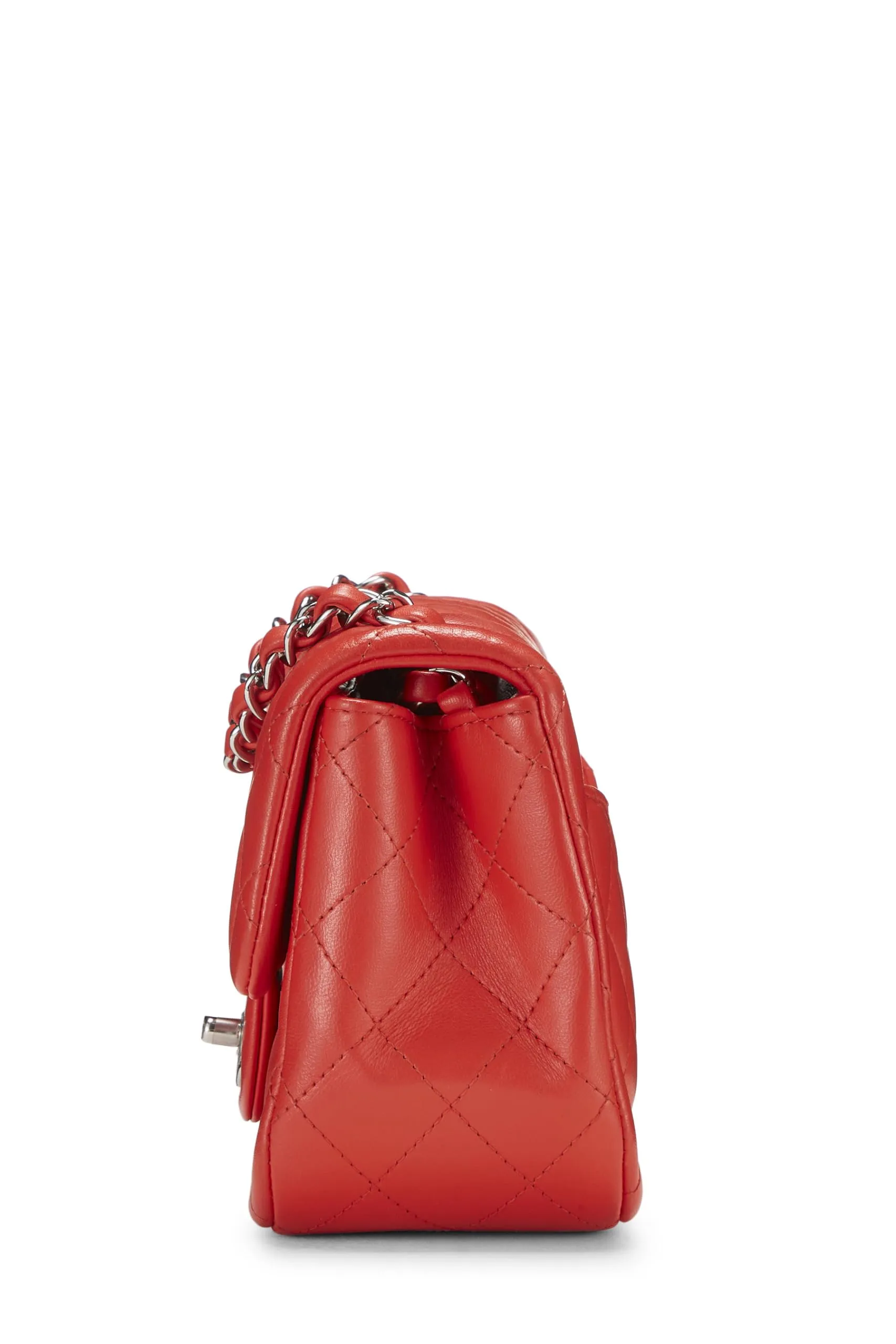 Chanel,  Red Quilted Lambskin Classic Square Flap Mini, Red