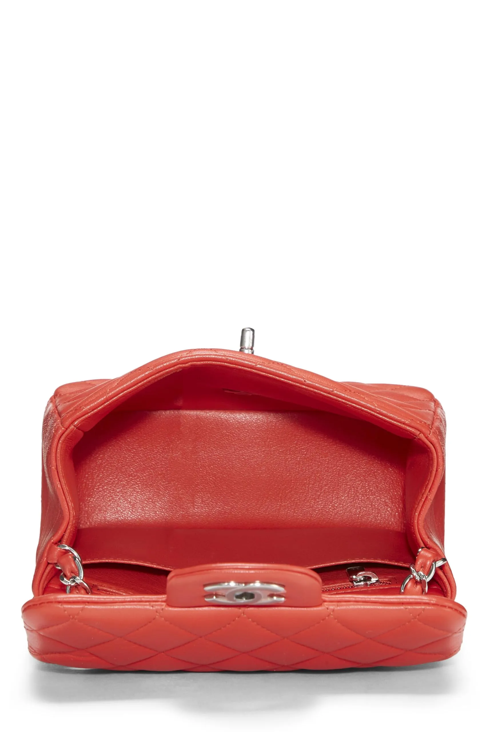 Chanel,  Red Quilted Lambskin Classic Square Flap Mini, Red