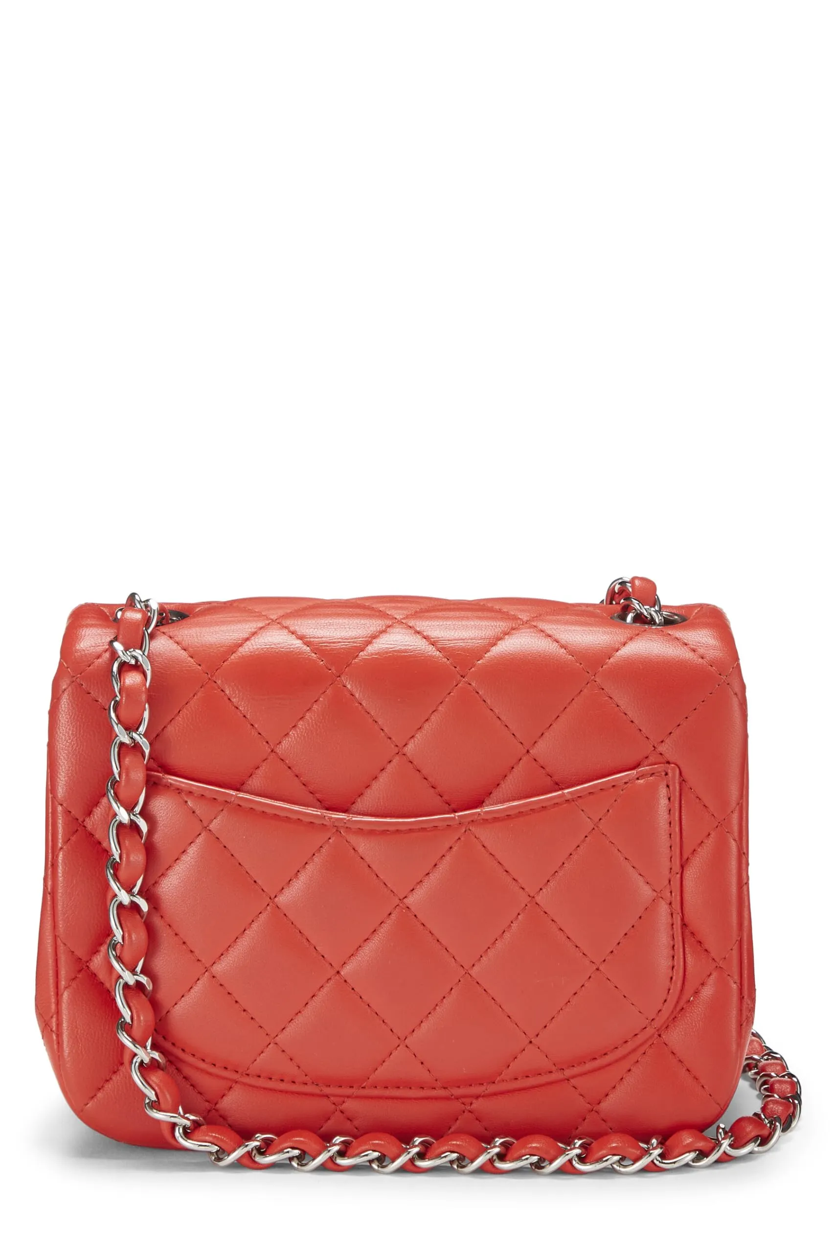 Chanel,  Red Quilted Lambskin Classic Square Flap Mini, Red