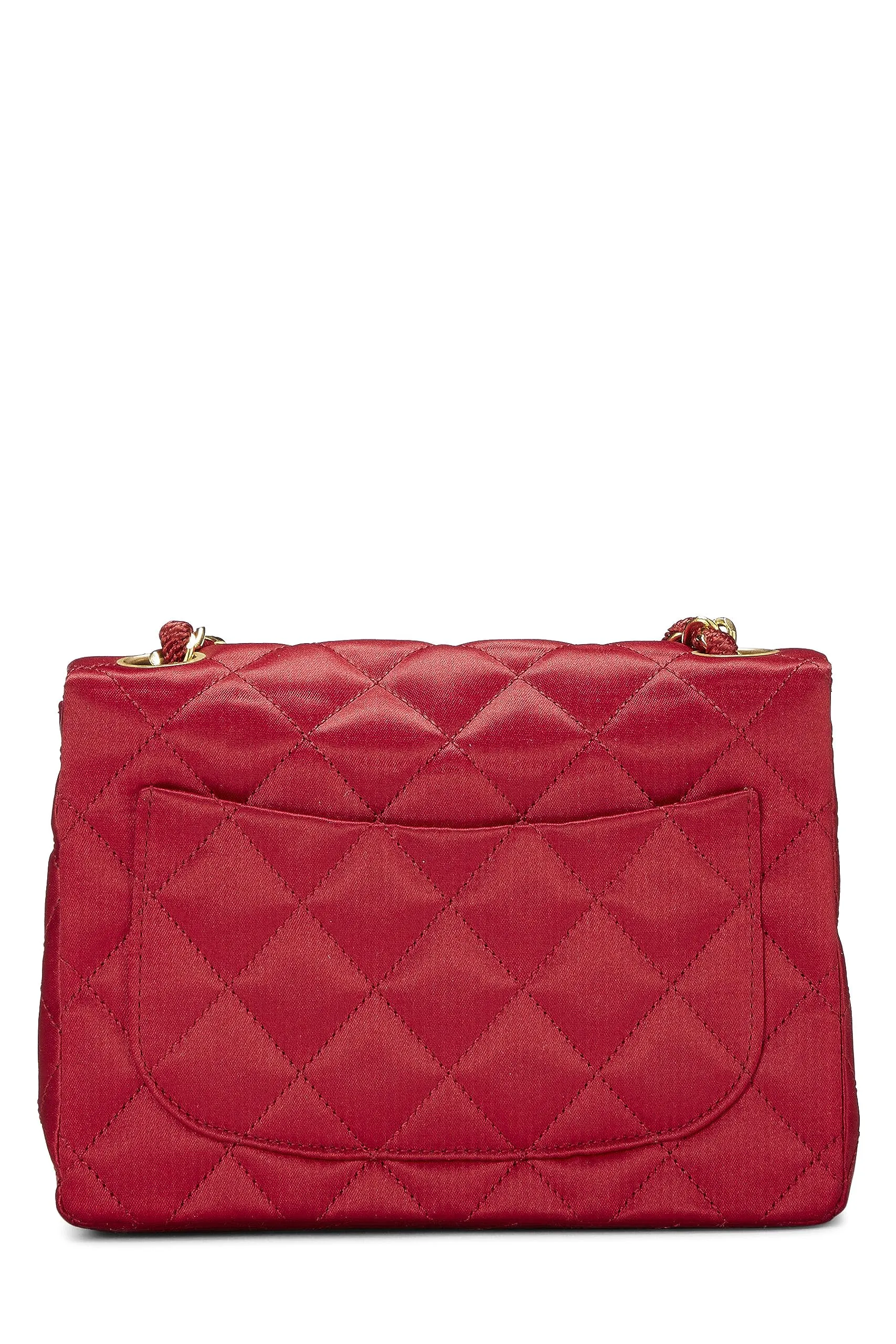 Chanel,  Red Quilted Satin Half Flap Mini, Red