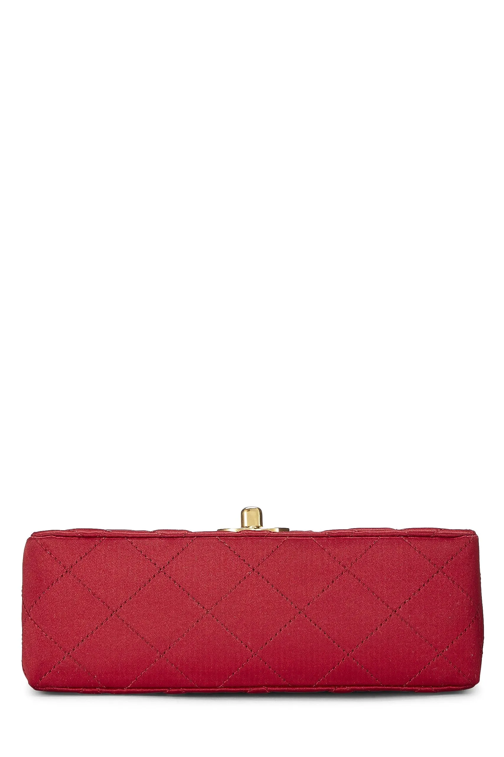 Chanel,  Red Quilted Satin Half Flap Mini, Red