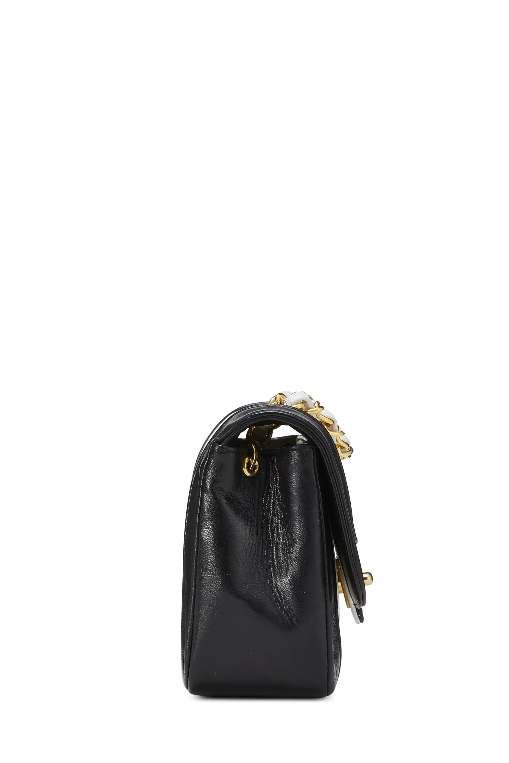 Chanel,  White & Black Vertical Lambskin Border Flap Mini, Multi