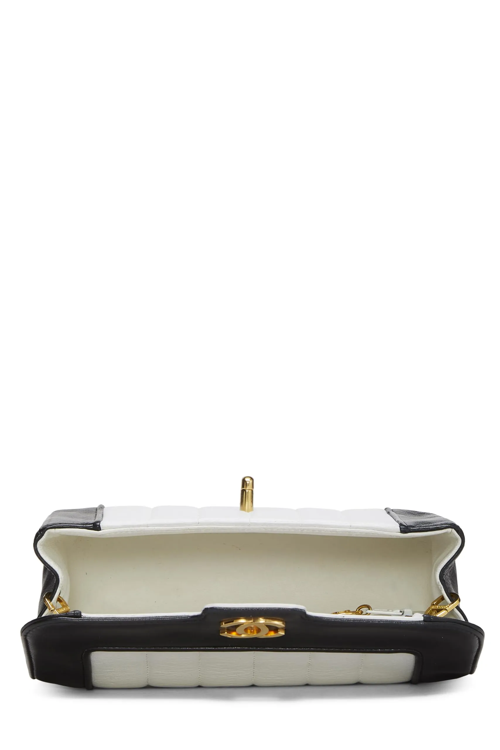 Chanel,  White & Black Vertical Lambskin Border Flap Mini, Multi