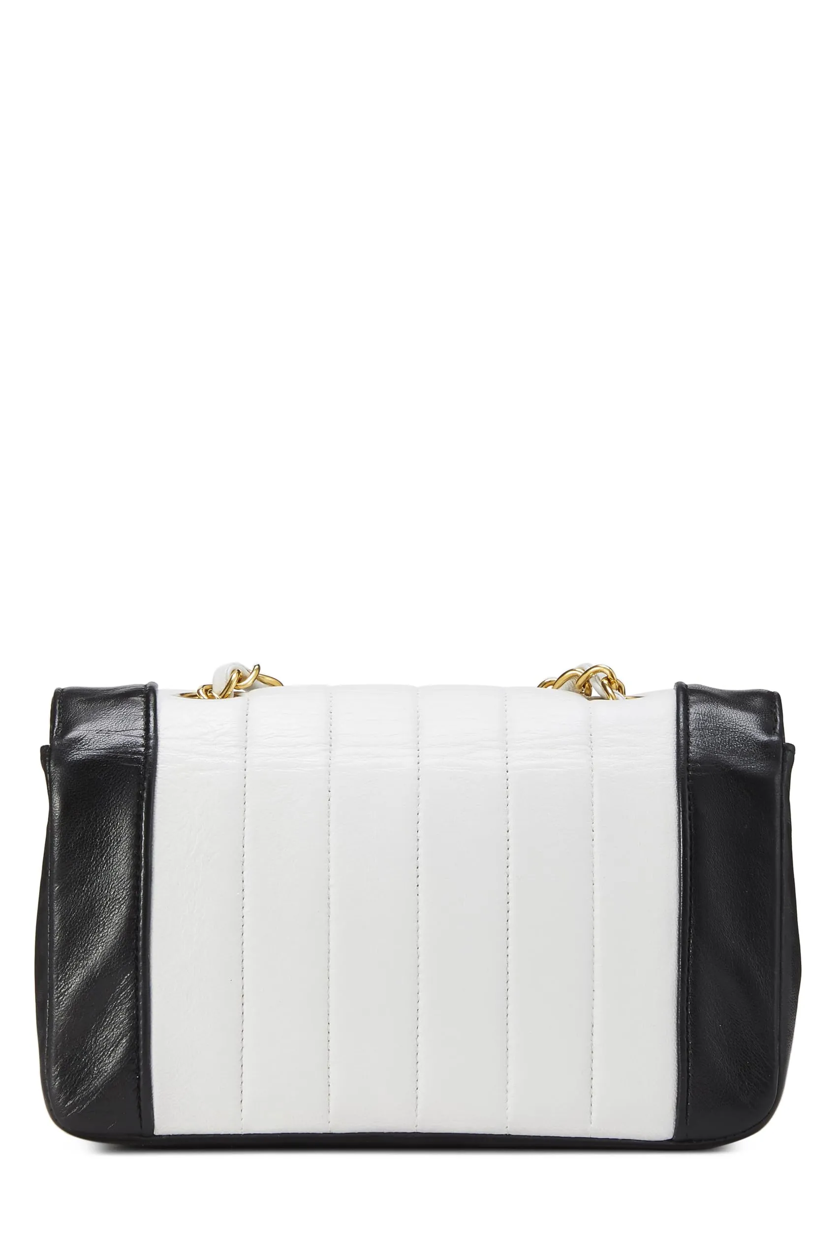 Chanel,  White & Black Vertical Lambskin Border Flap Mini, Multi