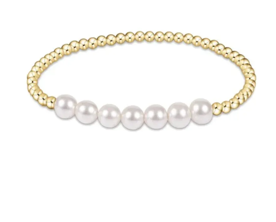 enewton Classic Gold Beaded Bliss 3mm Bead Bracelet - 6mm Pearl