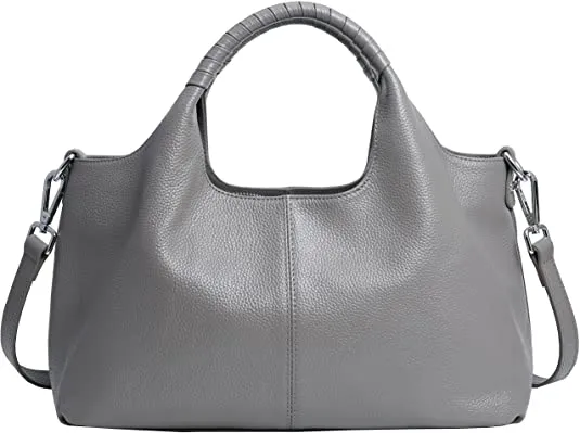 Genuine Leather Gray  Tote Handbags