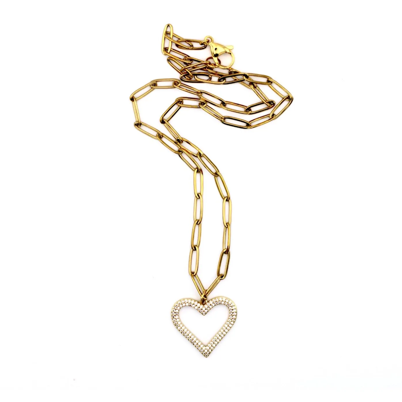 Gold Rhinestone Heart Necklace