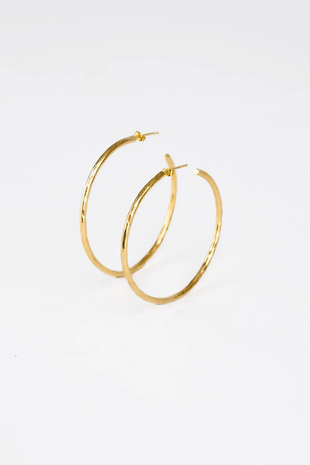 Hammered Hoop Earrings - Large