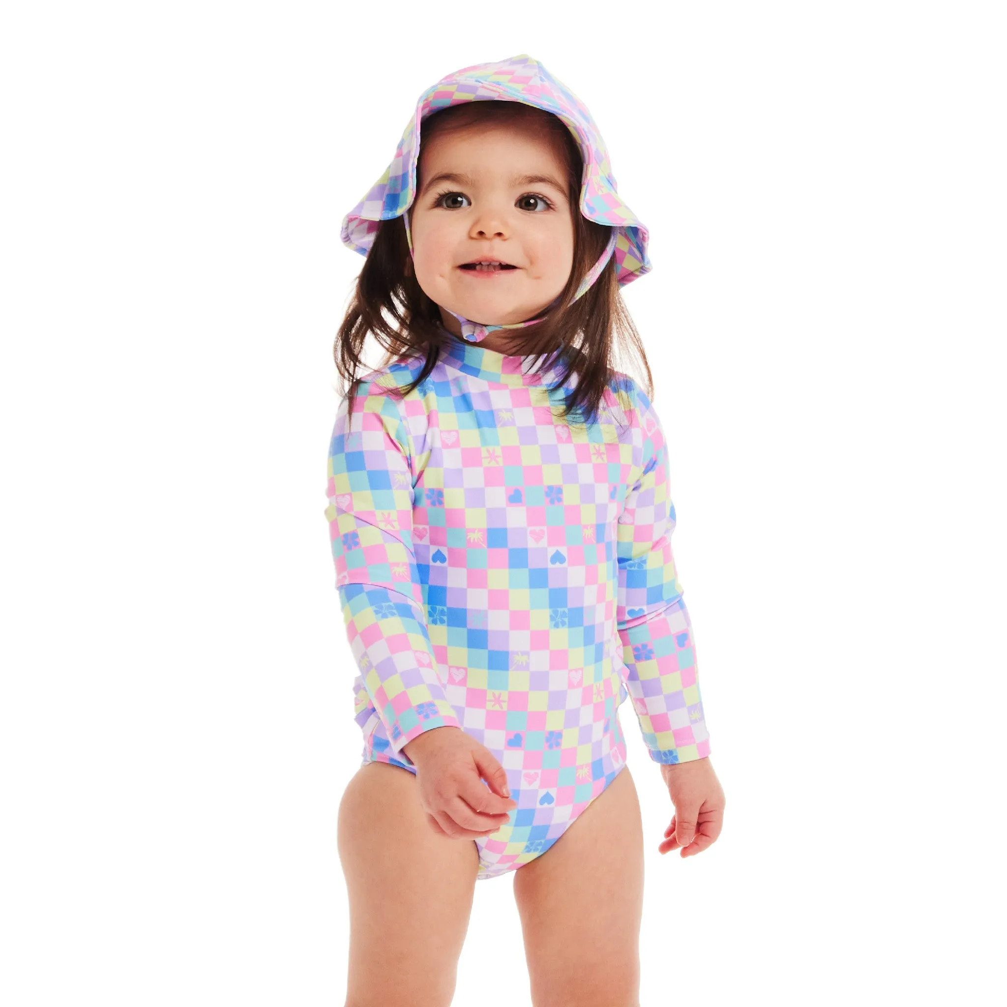 Infant (0-24M) Ls Rashguard & Hat Set | Checker