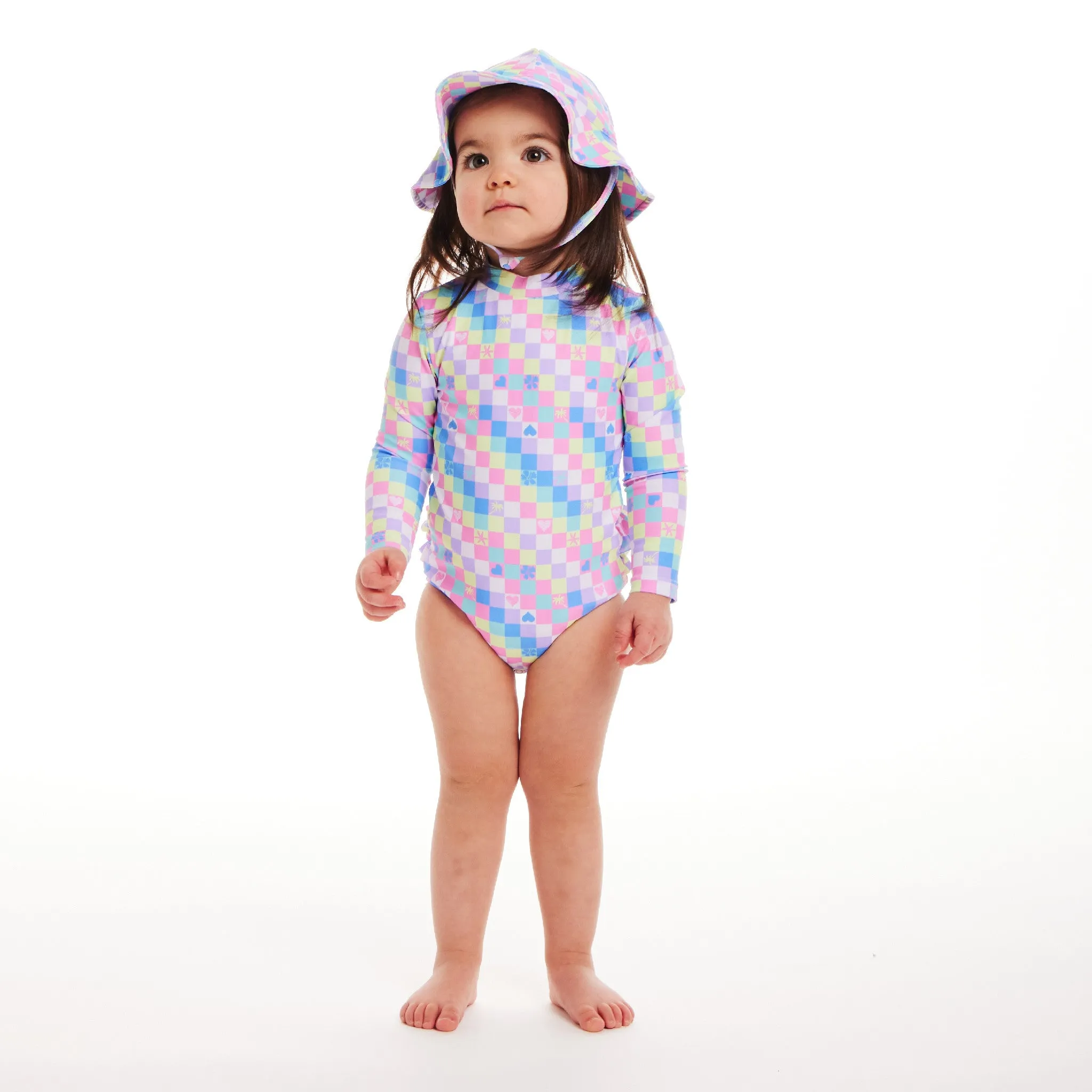 Infant (0-24M) Ls Rashguard & Hat Set | Checker