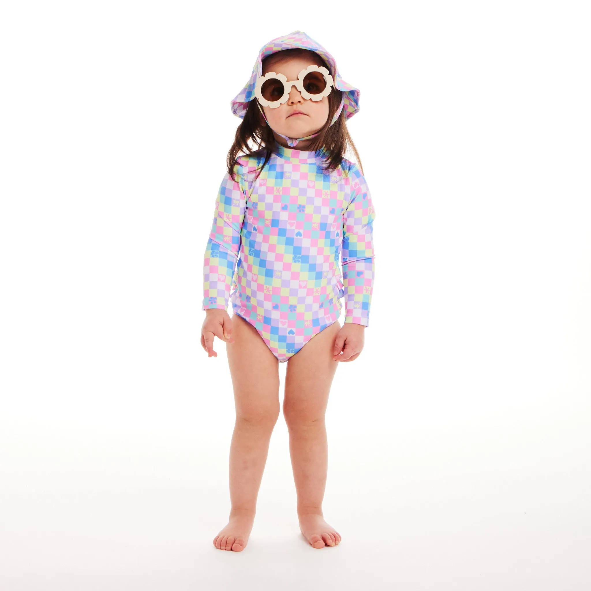 Infant (0-24M) Ls Rashguard & Hat Set | Checker