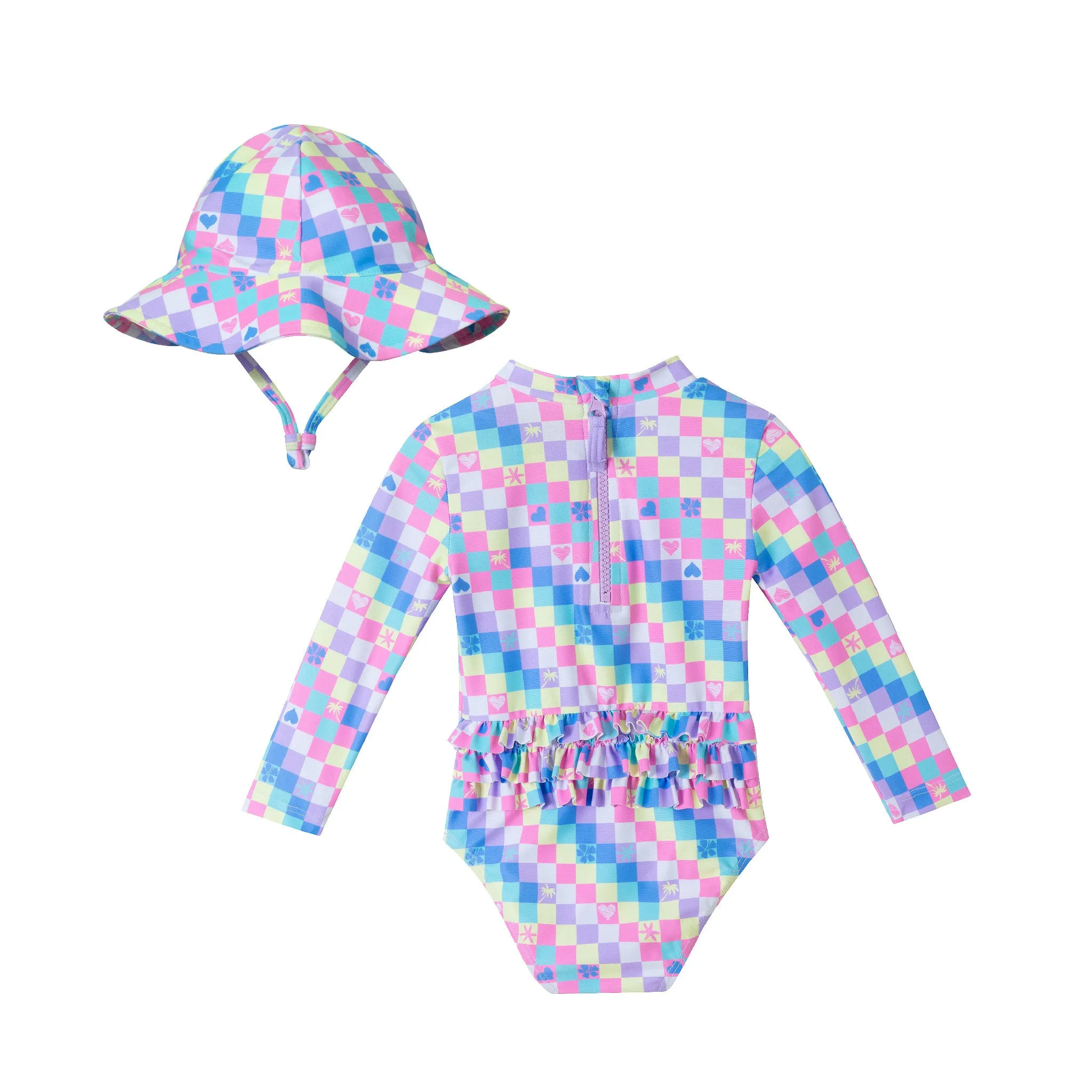 Infant (0-24M) Ls Rashguard & Hat Set | Checker