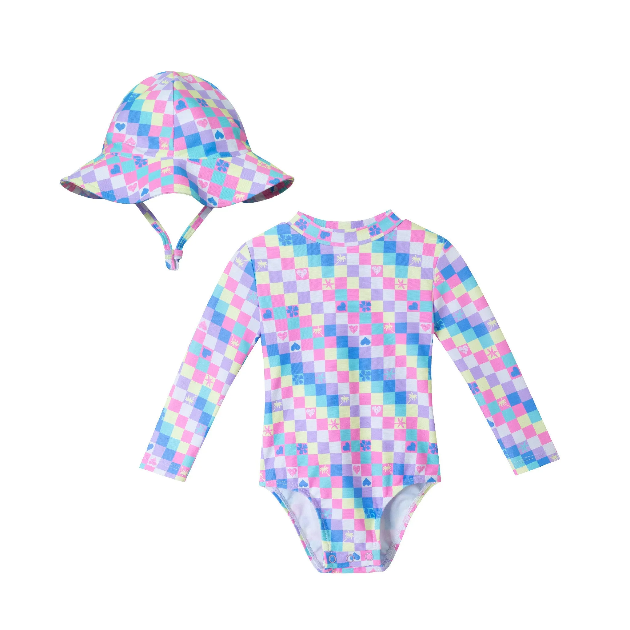 Infant (0-24M) Ls Rashguard & Hat Set | Checker
