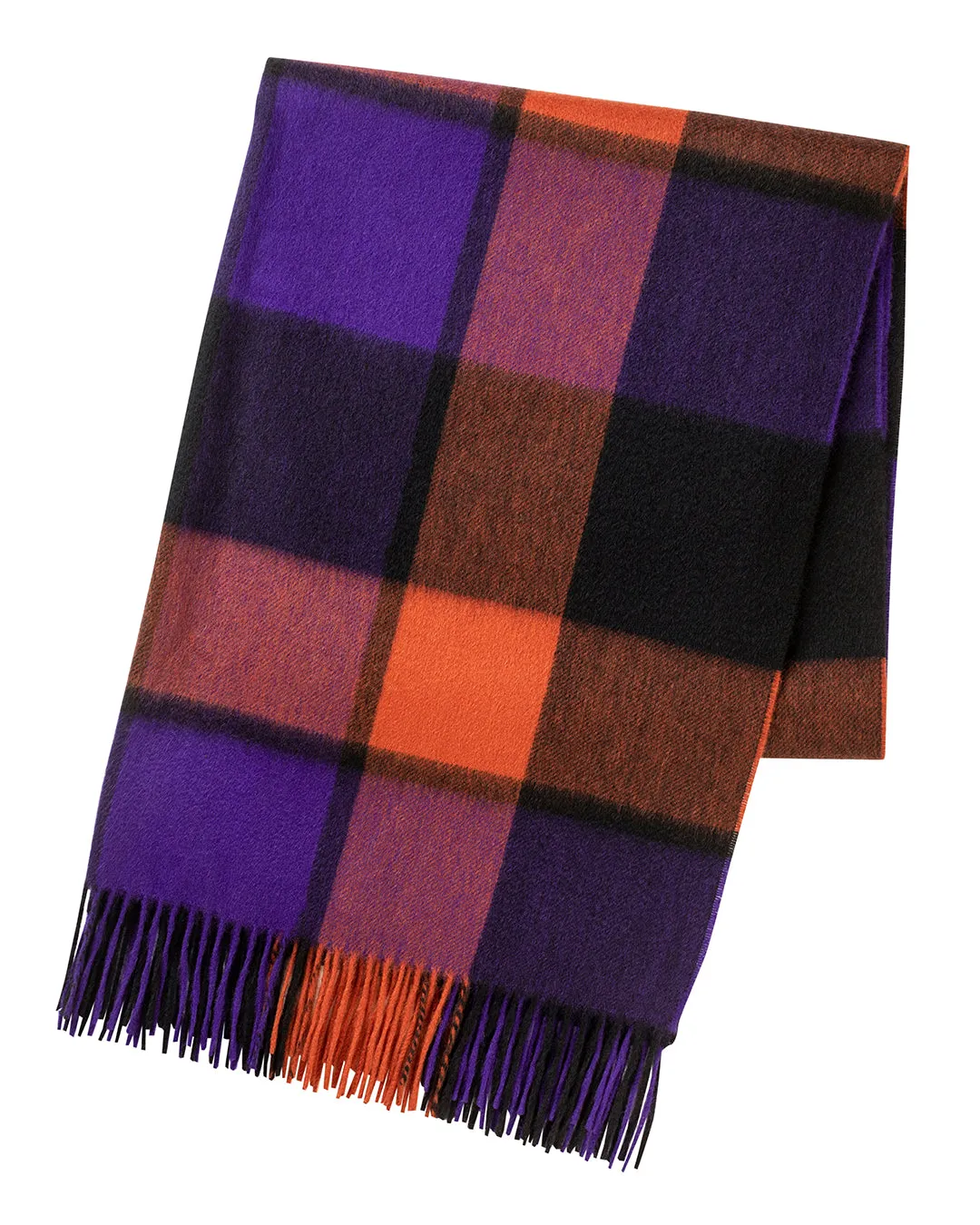 Joshua Ellis - Three Colour Block Check Cashmere Stole Red