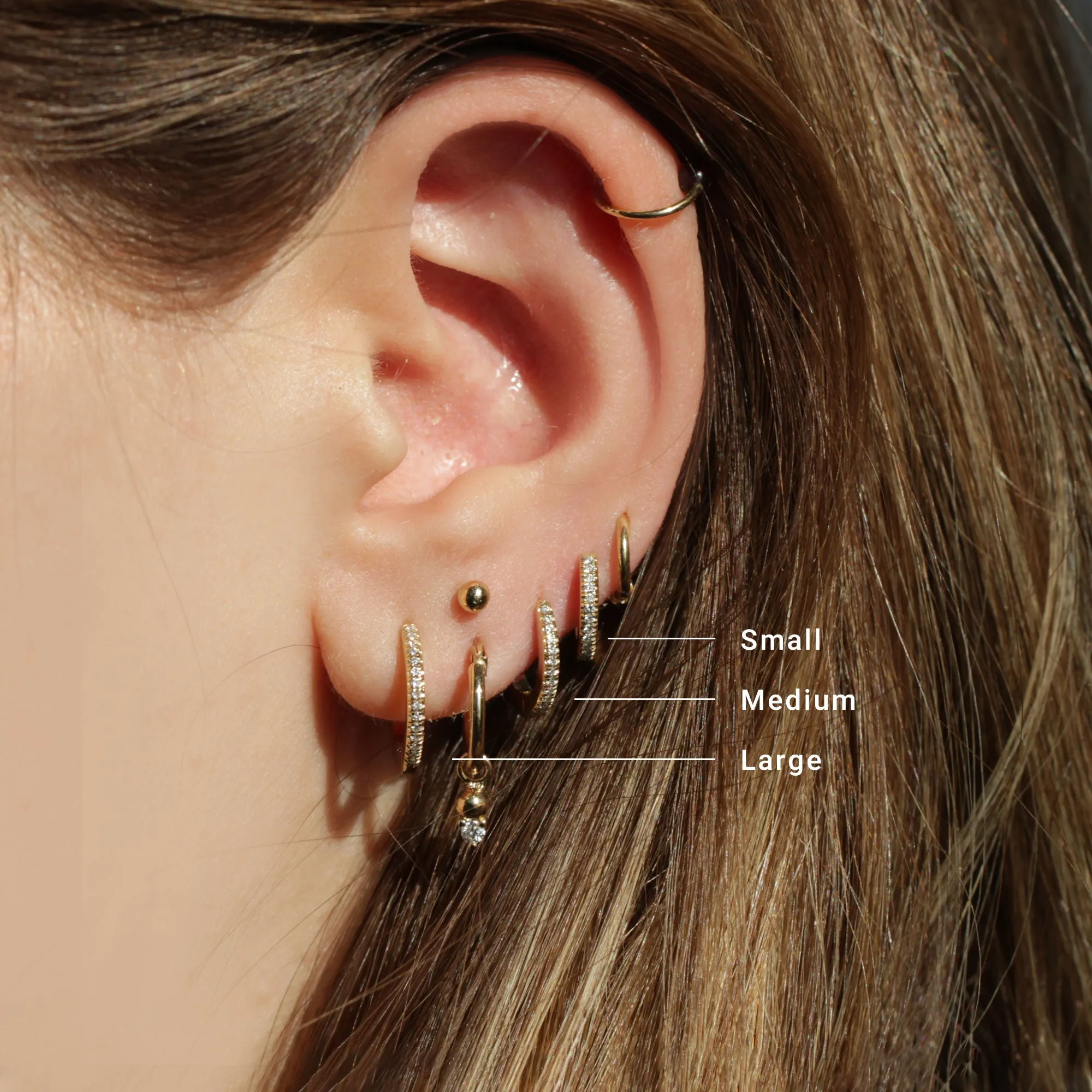 Khloé Large Hoop Gold Earring with White Diamonds