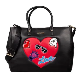 Love Moschino Black Heart Embossed Shopper Tote Bag