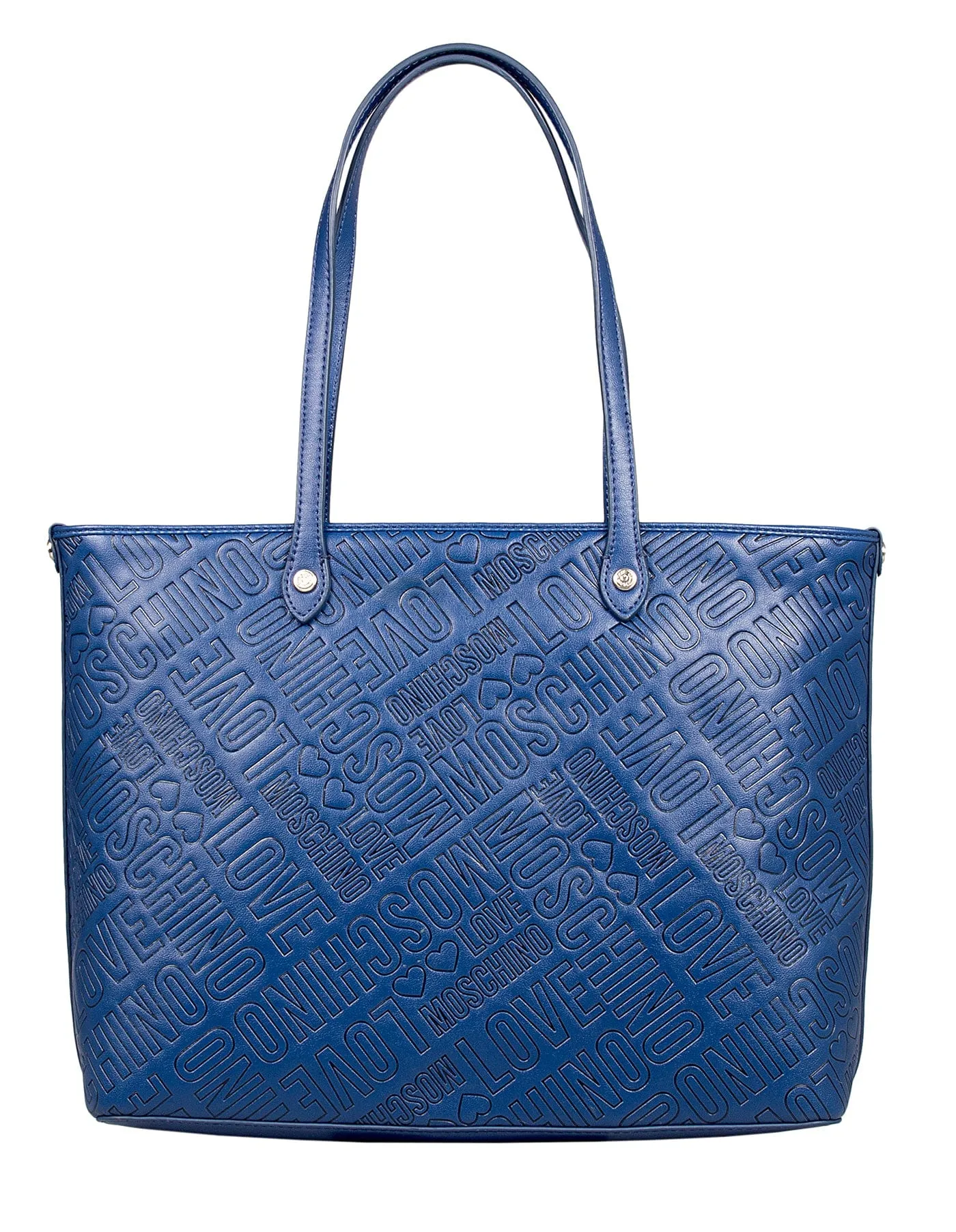 Love Moschino Blue Signature embossed construction