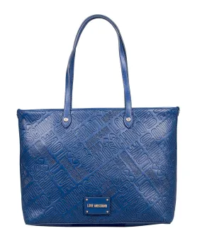 Love Moschino Blue Signature embossed construction