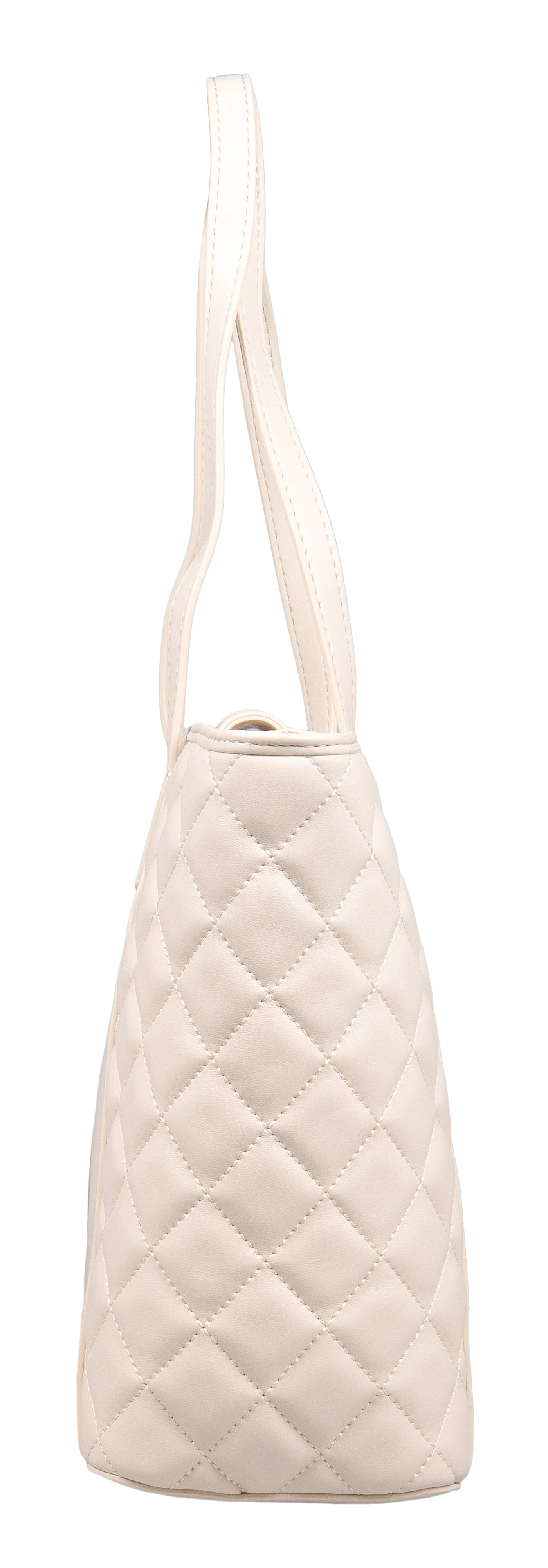 Love Moschino Cream  Quilted Classic Large Shopper Tote Bag