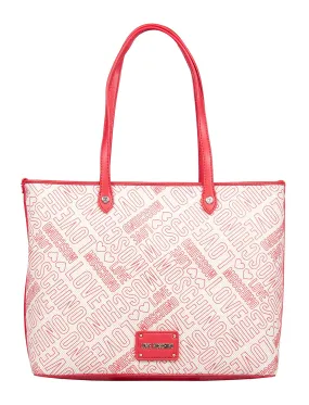 Love Moschino Cream Red Signature embossed construction