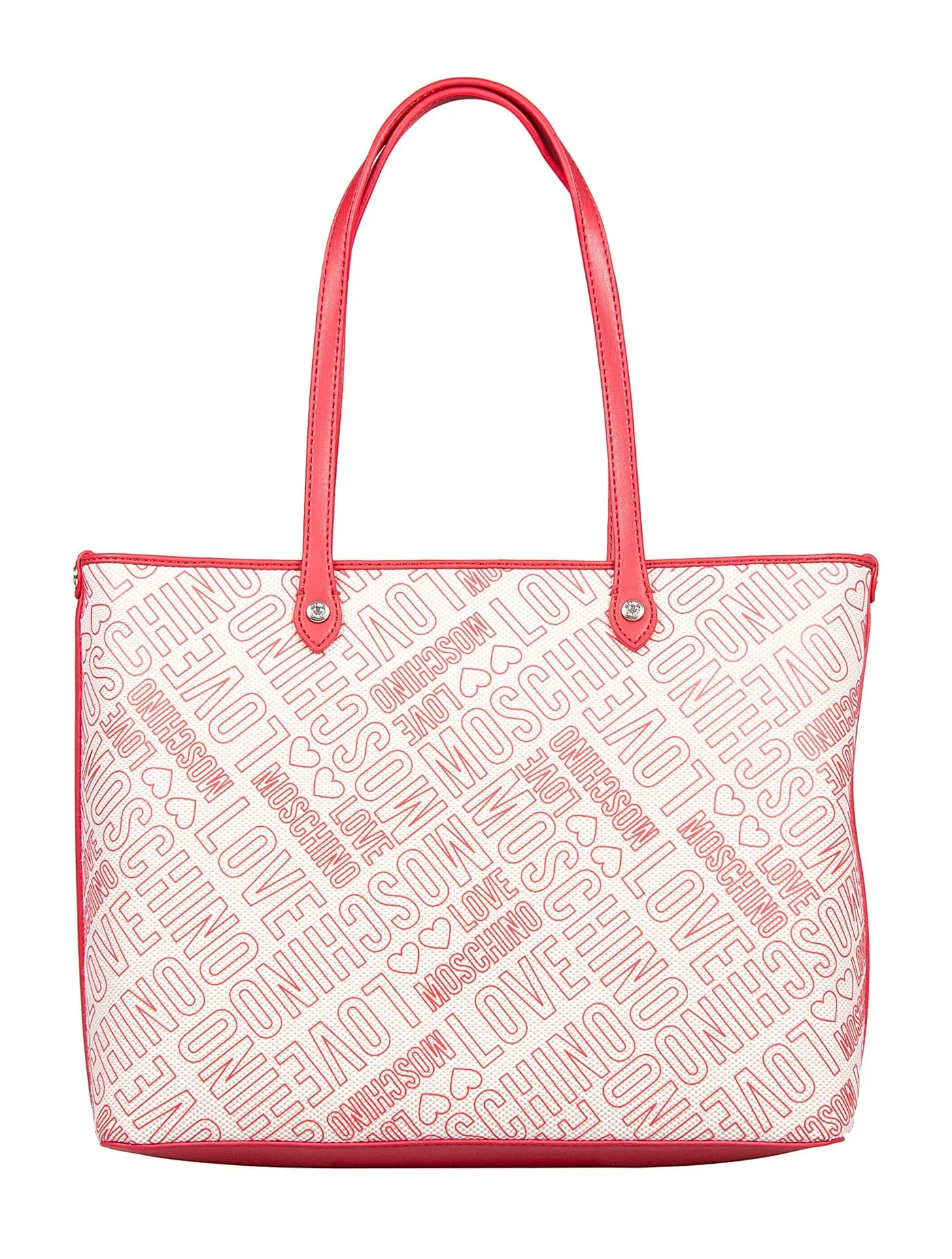 Love Moschino Cream Red Signature embossed construction