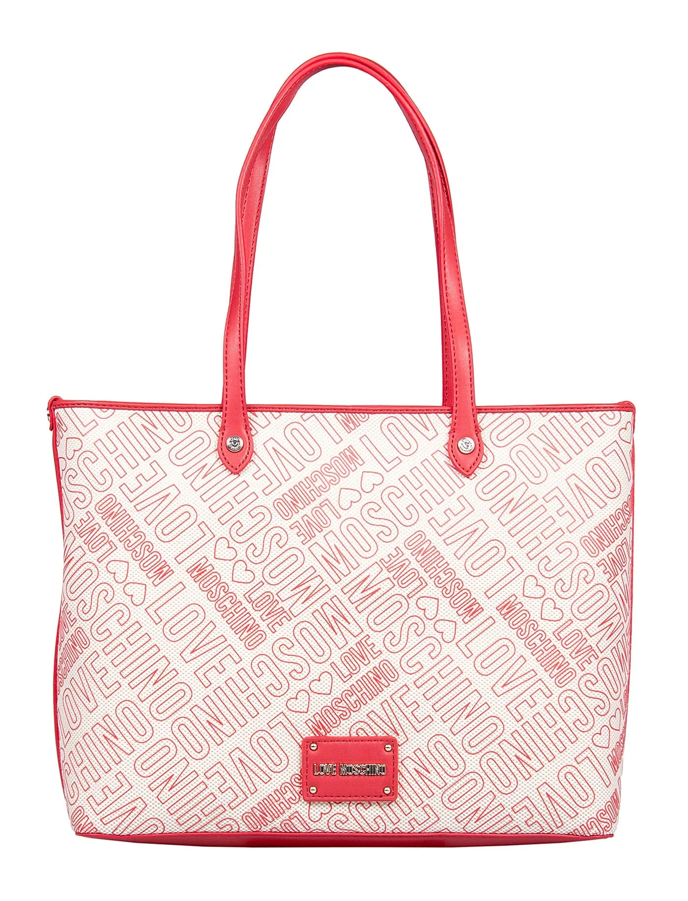 Love Moschino Cream Red Signature embossed construction