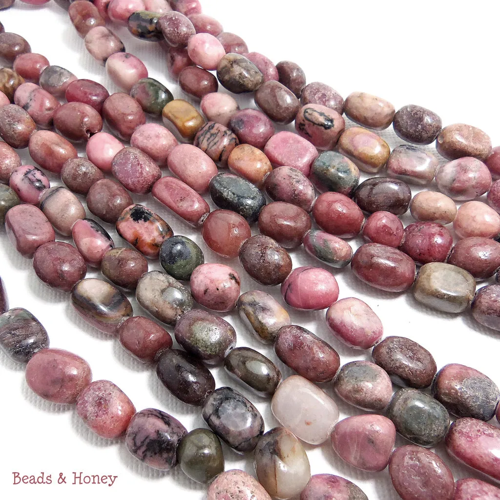 Rhodonite Pebble Irregular 8x10mm (Full Strand)