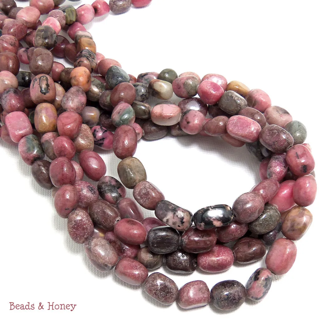 Rhodonite Pebble Irregular 8x10mm (Full Strand)